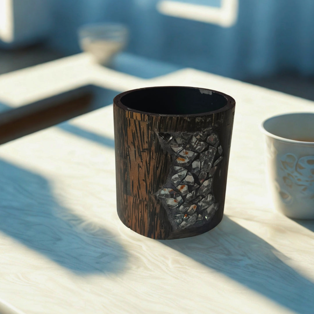 Wooden With Mosaic Chips Single Holder