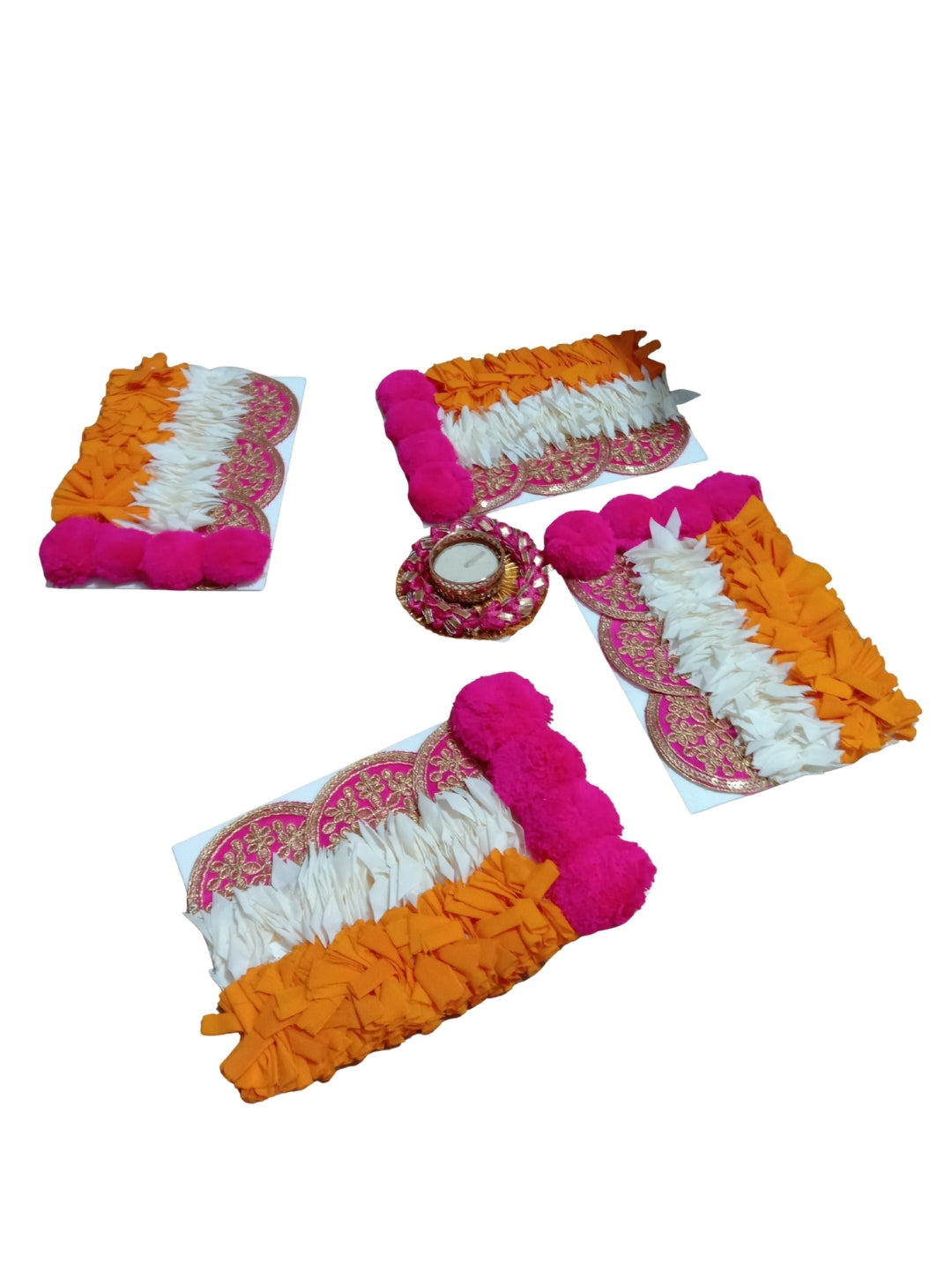 Handmade Swastika Rangoli Mat / rangolis with Diya Holder Single