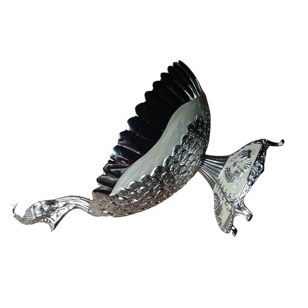 Decorative Silver Plated Peacock Footed Bowl