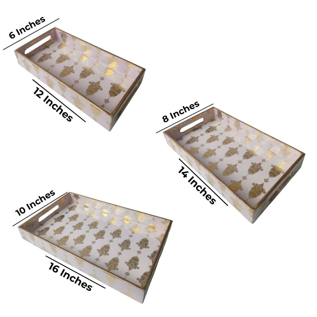 Golden Pattern Enamel Tray(Tray Set of 3)