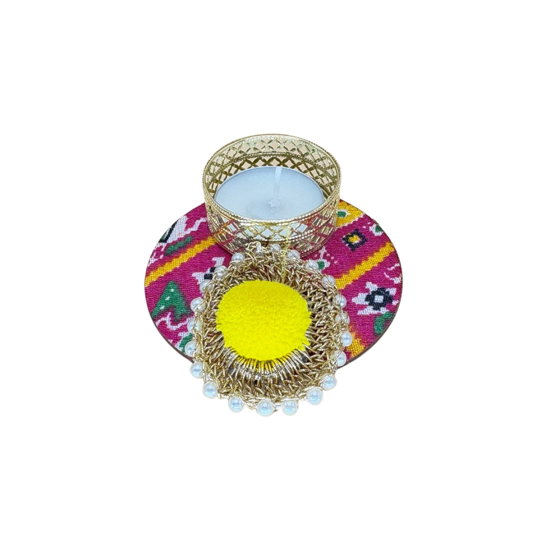 Patola Tea Light Holder Set Of 2 Yellow