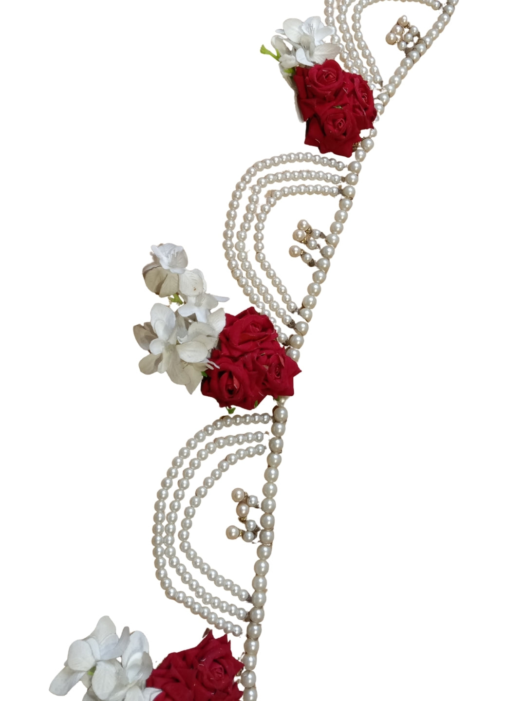 Artificial red & white flower with red roses toran