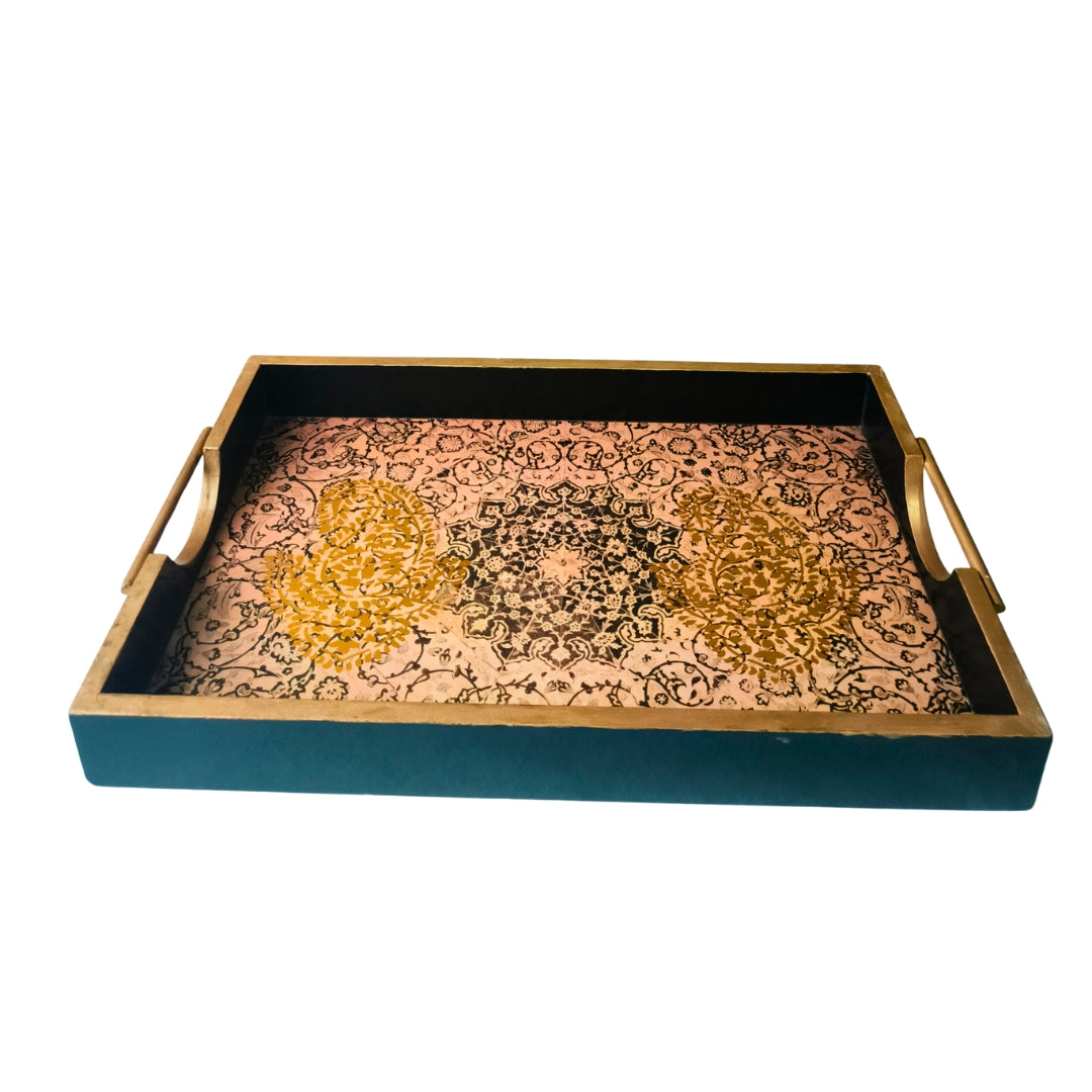 Turkish Print Beige Design Tray Large
