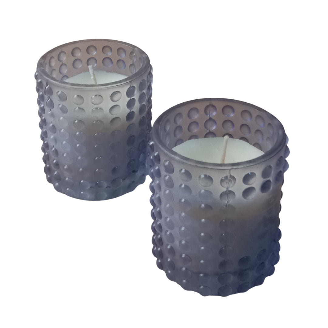 Purple Dotted Glass Votive Candle Holders - Scented Wax Set (Set of 2)