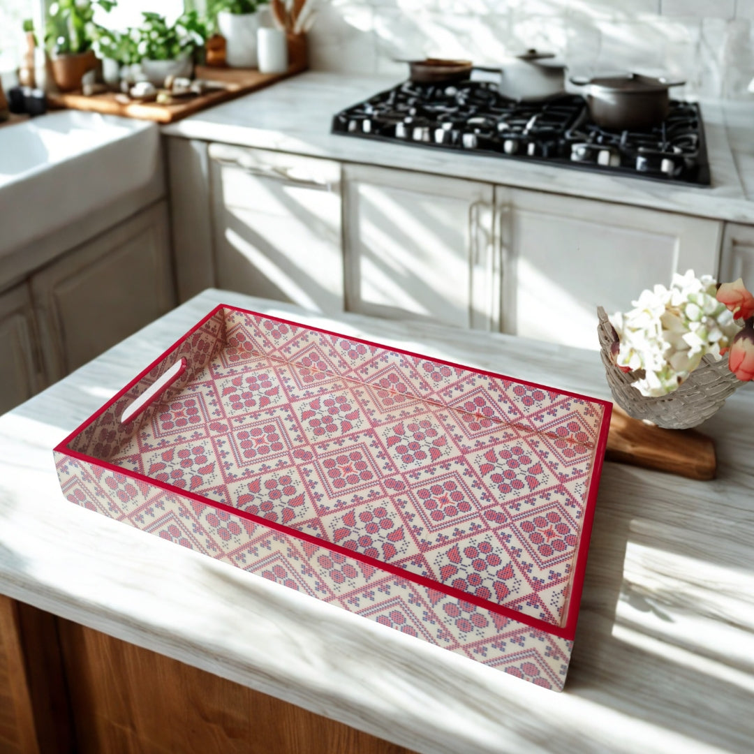 Large Pink Eiffel Print With Enamel Tray