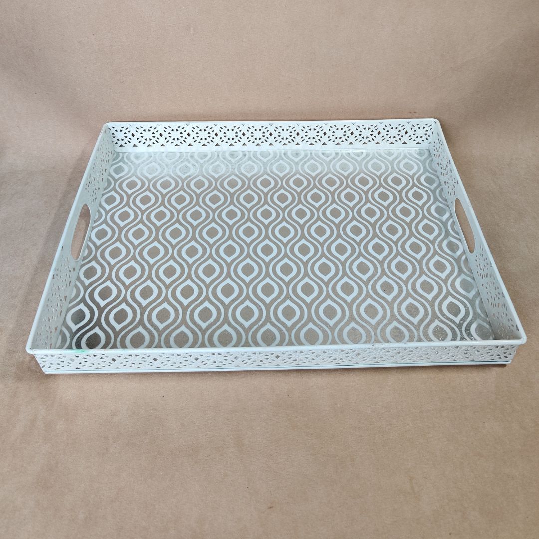 Single Tray - Large Silver & White