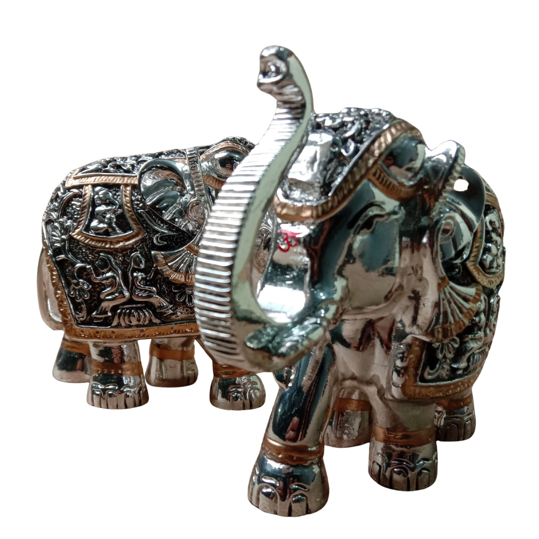 The Home Co- 999 Pure Silver Plated The Regal Duo Majestic Gajant laxmi Elephant Set of 2