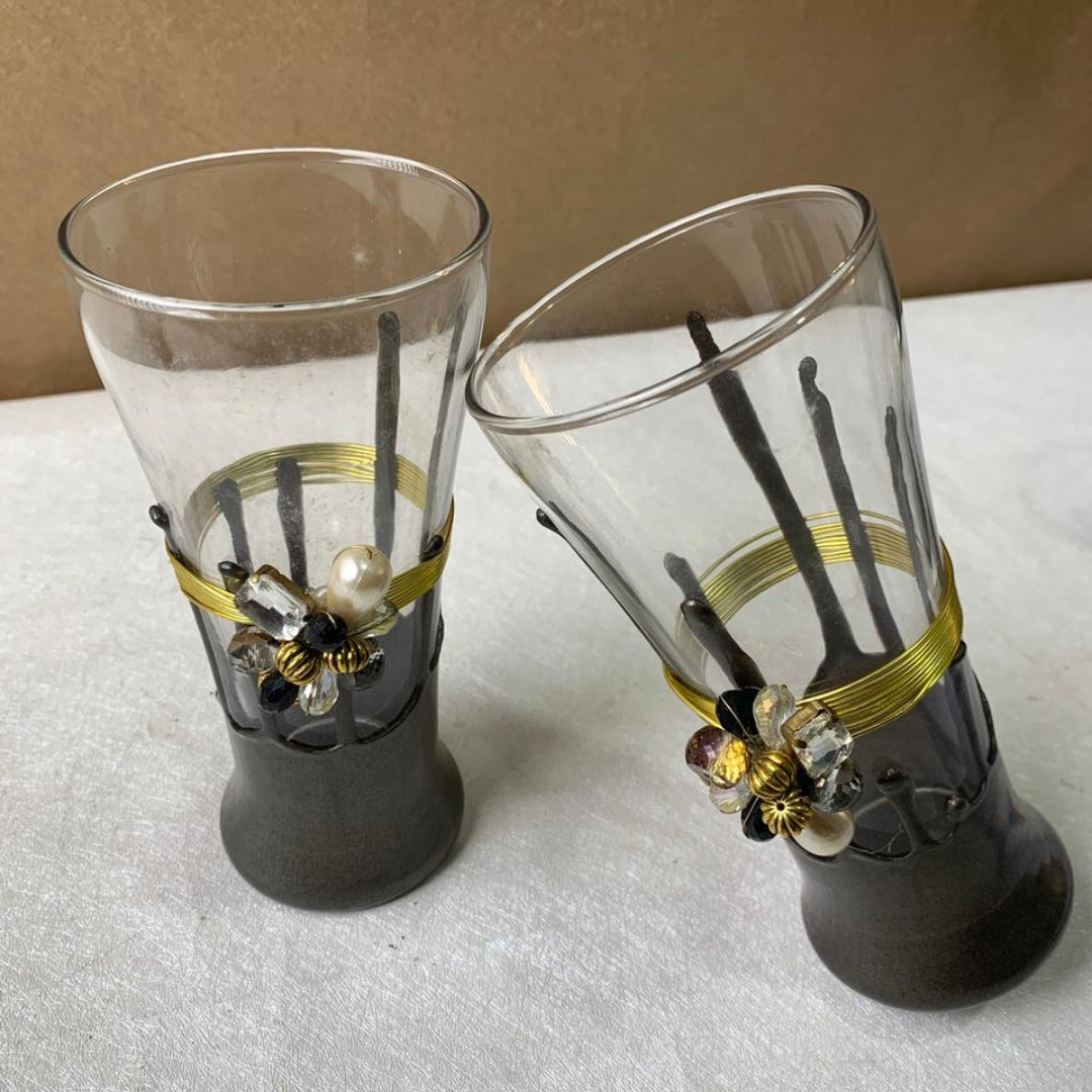 Grey Resin Mocktail Filigree Tall Glass Set of 6