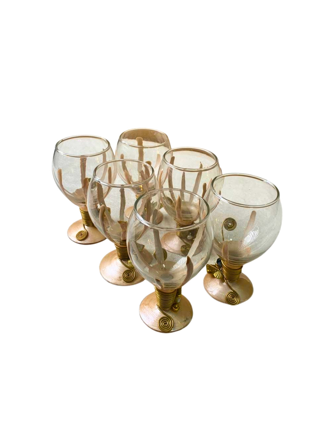 Ivory Resin Mocktail Filigree Glass Set of 6