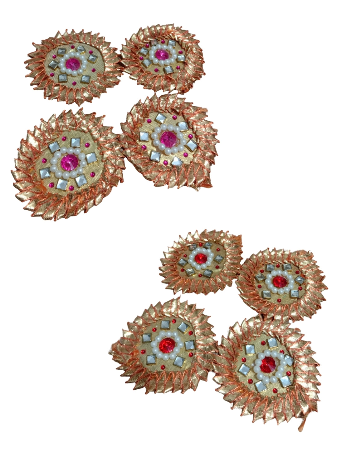 Handmade Beaded & Stone StuddedRangoli Pink Mat / rangolis With tea light