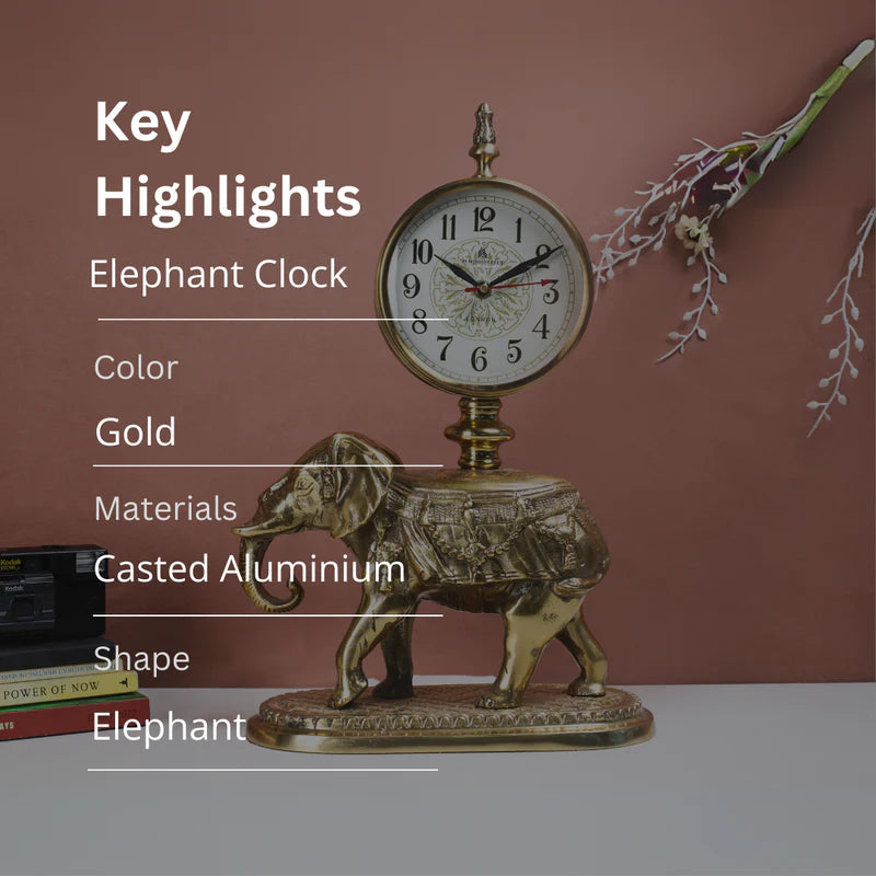 Table Clock - Metal Elephant