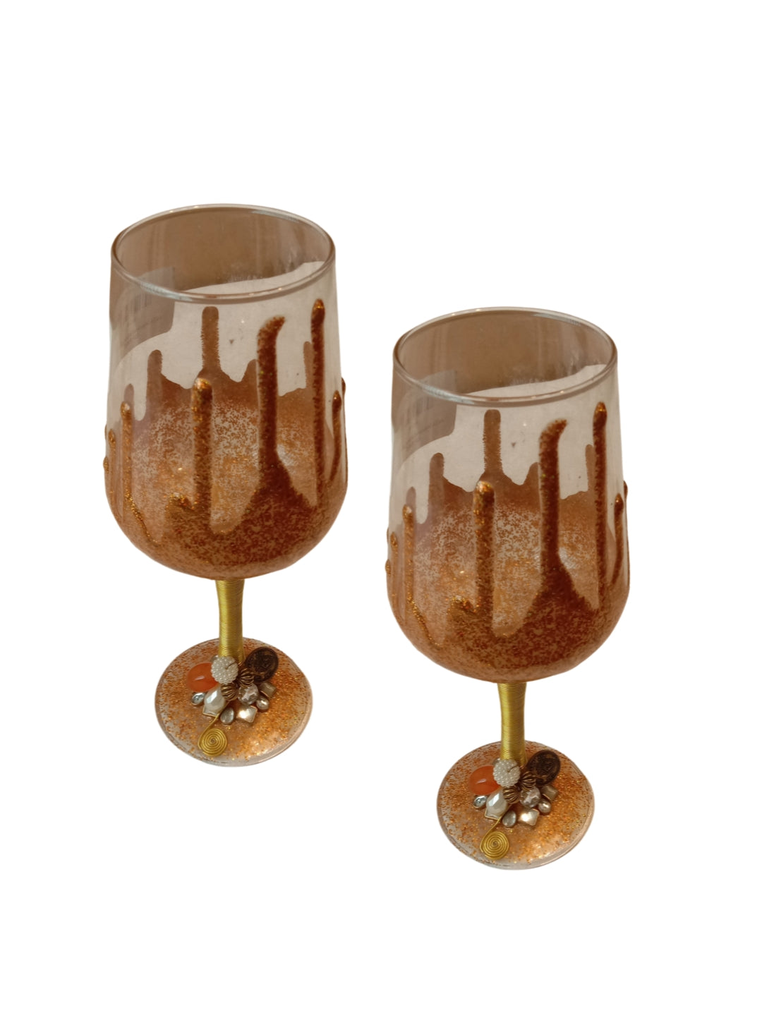 Gold Resin Champagne Filigree Glass Set of 2