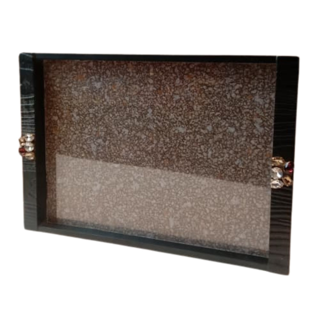 Wooden Tray set of 3 with stone art work