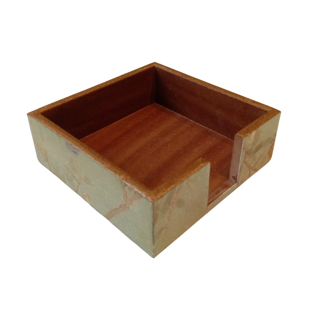 Table Coaster - green peacock & bird print & enamel set of 6