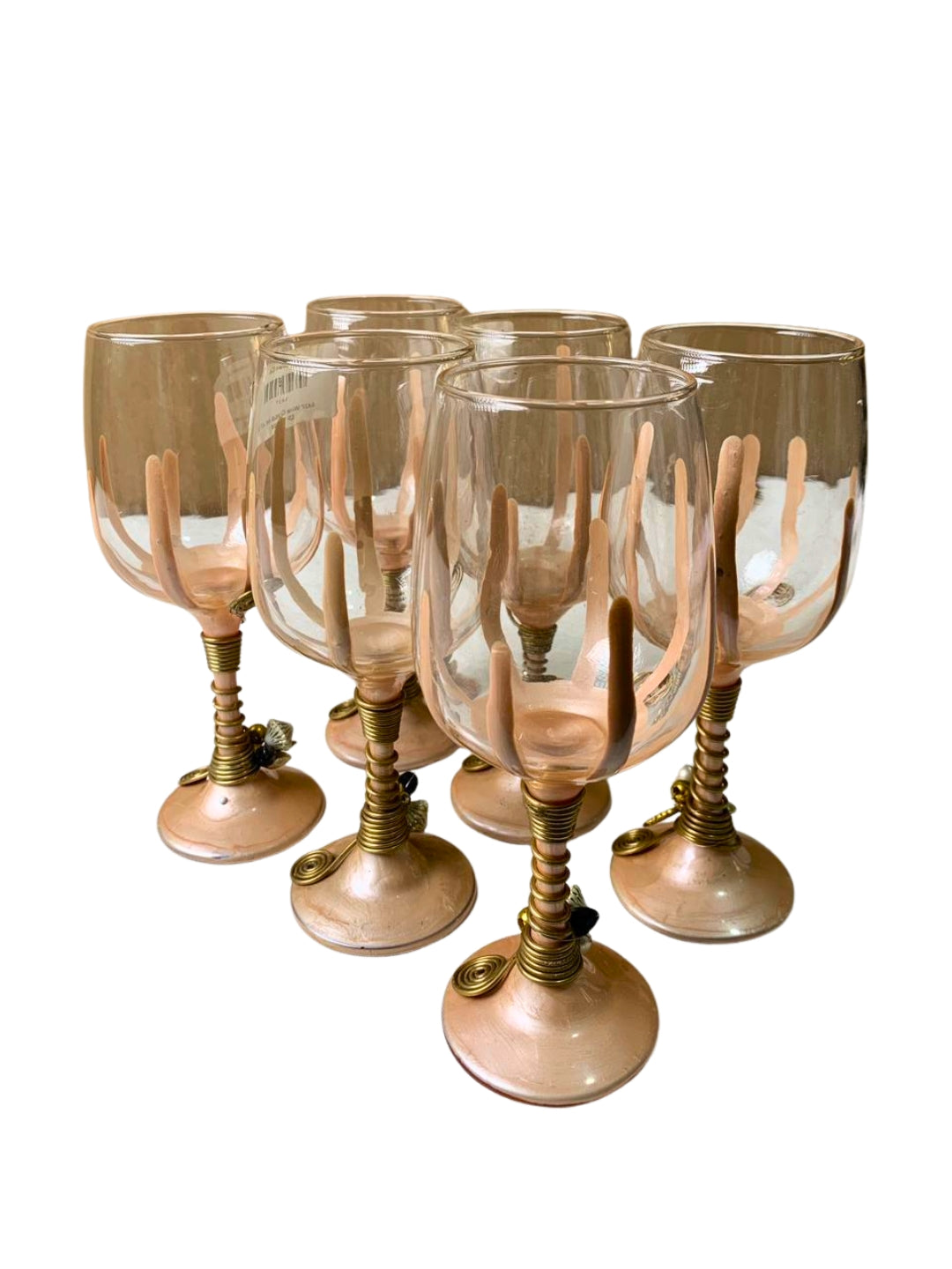 Peach Resin Wine Filigree Glass Set of 6
