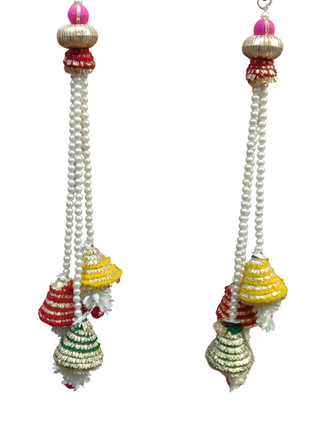 moti with gota cone sidehanging set of 2 -Red , Green & yellow cones