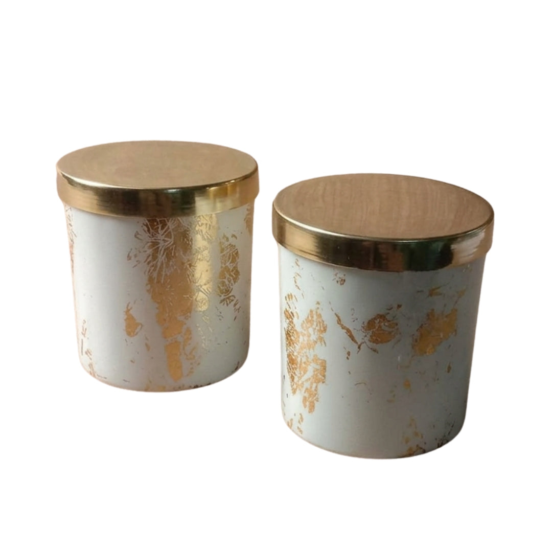 Gold Foil Finish Glass Jar Scented Candles - Set of 2
