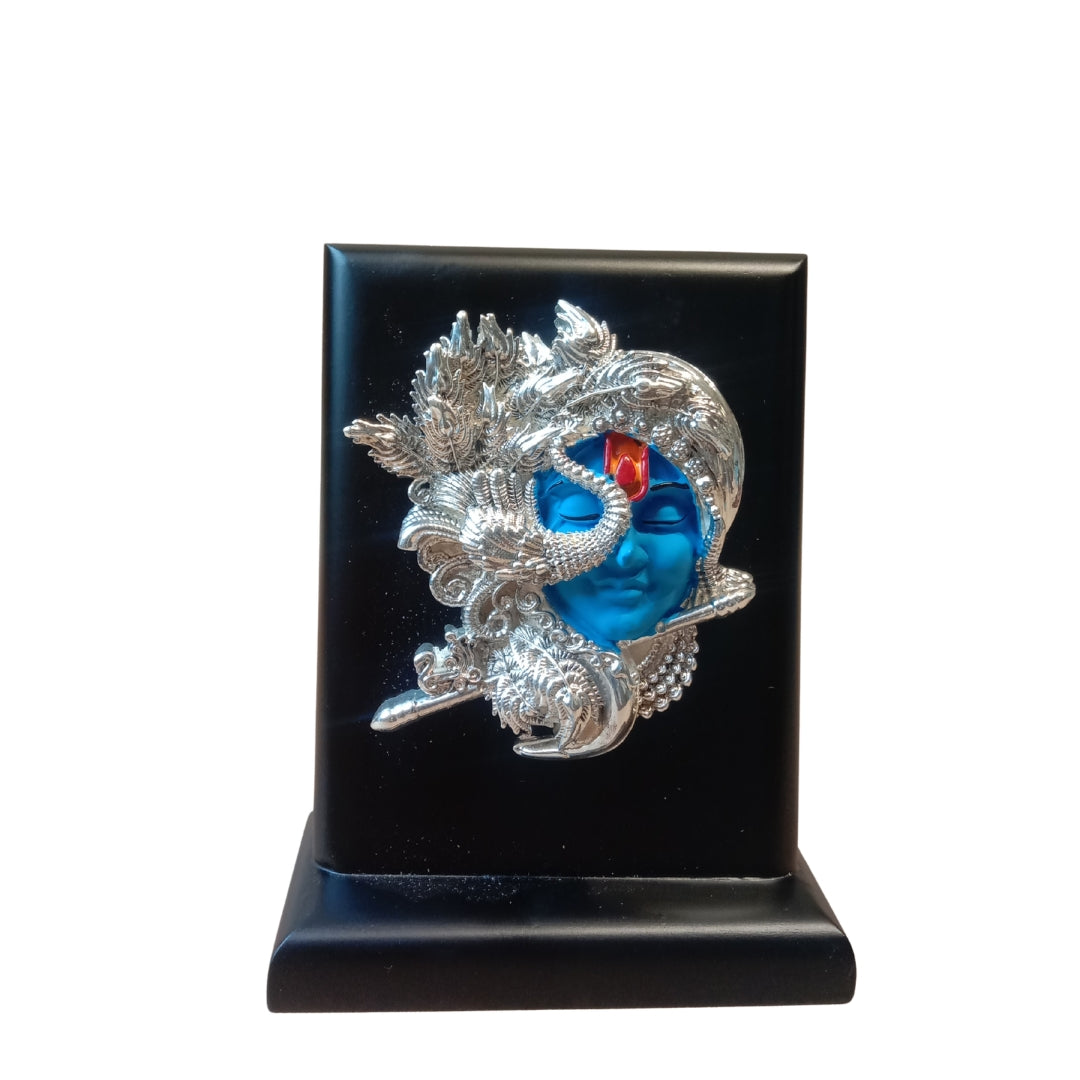 The Home Co. 999 Pure Silver Plated Krishnaji Face Idol | Divine Shri Krishna Spiritual Decor in Premium Velvet Box