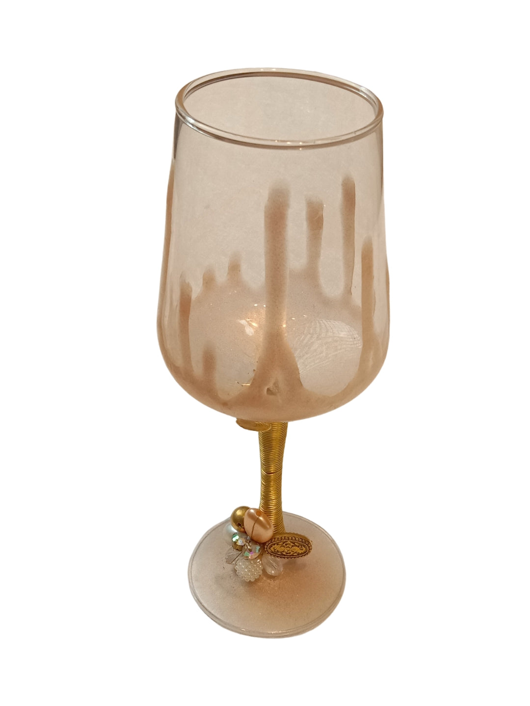 Peach Resin Champagne Filigree Glass Set of 2