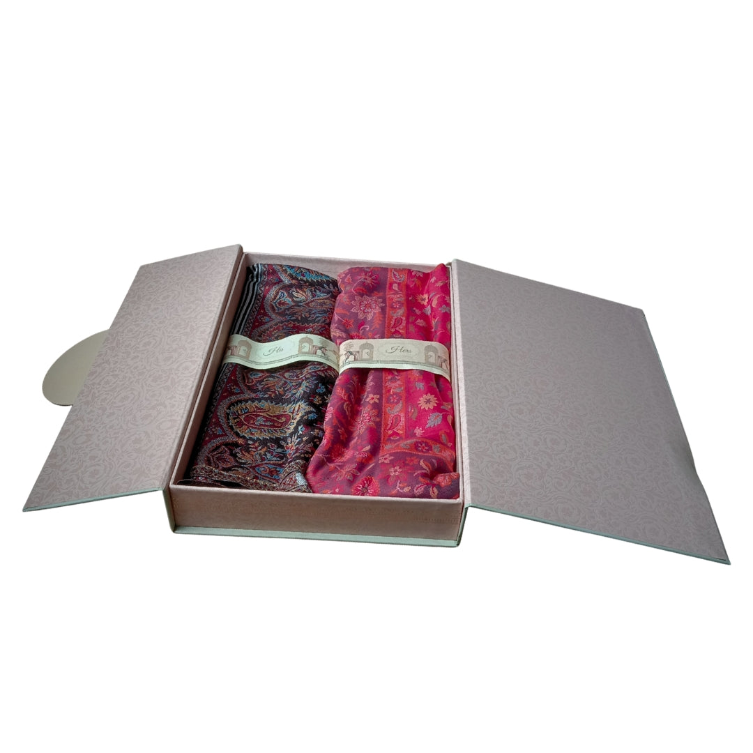 Premium Kani Shawl & Silk Modal Stole Gift Set
