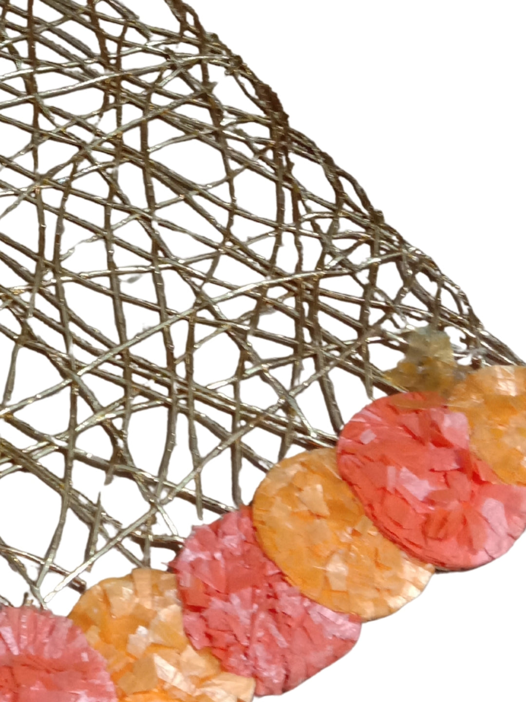 Handmade Gold Wire Mesh Table Runner & Mat / rangoli Set of 3