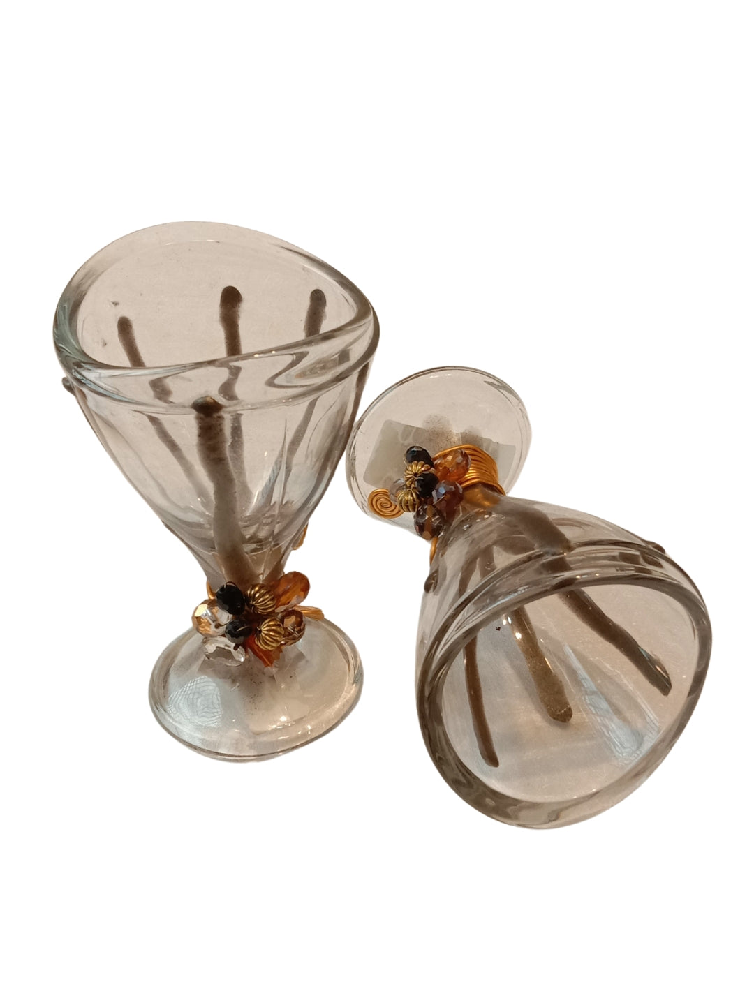 Oval Shape Grey Resin Mocktail Filigree Glass Set of 5