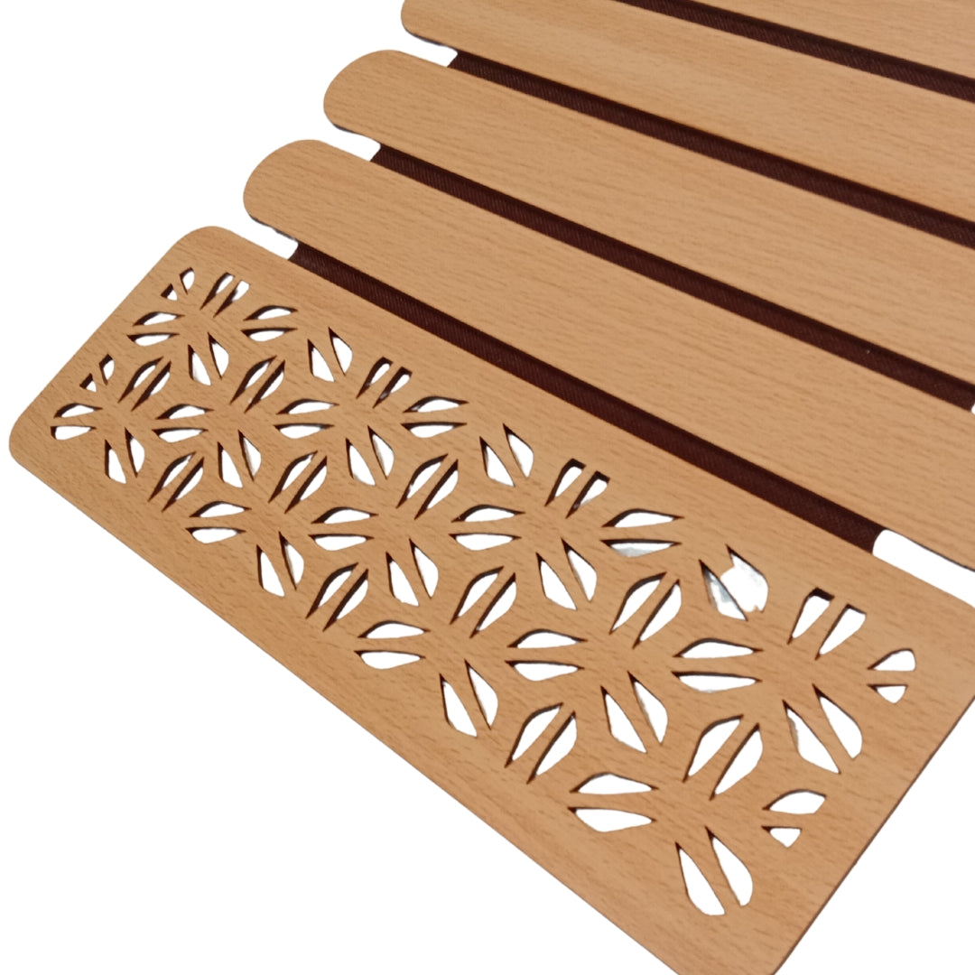 wooden light brown finish abstract cut foldable runner