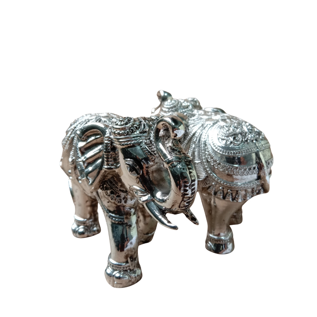 Antique Silver-Plated Elephant Pair (Set of 2, 3-Inch) with Velvet Gift Box (80 characters)