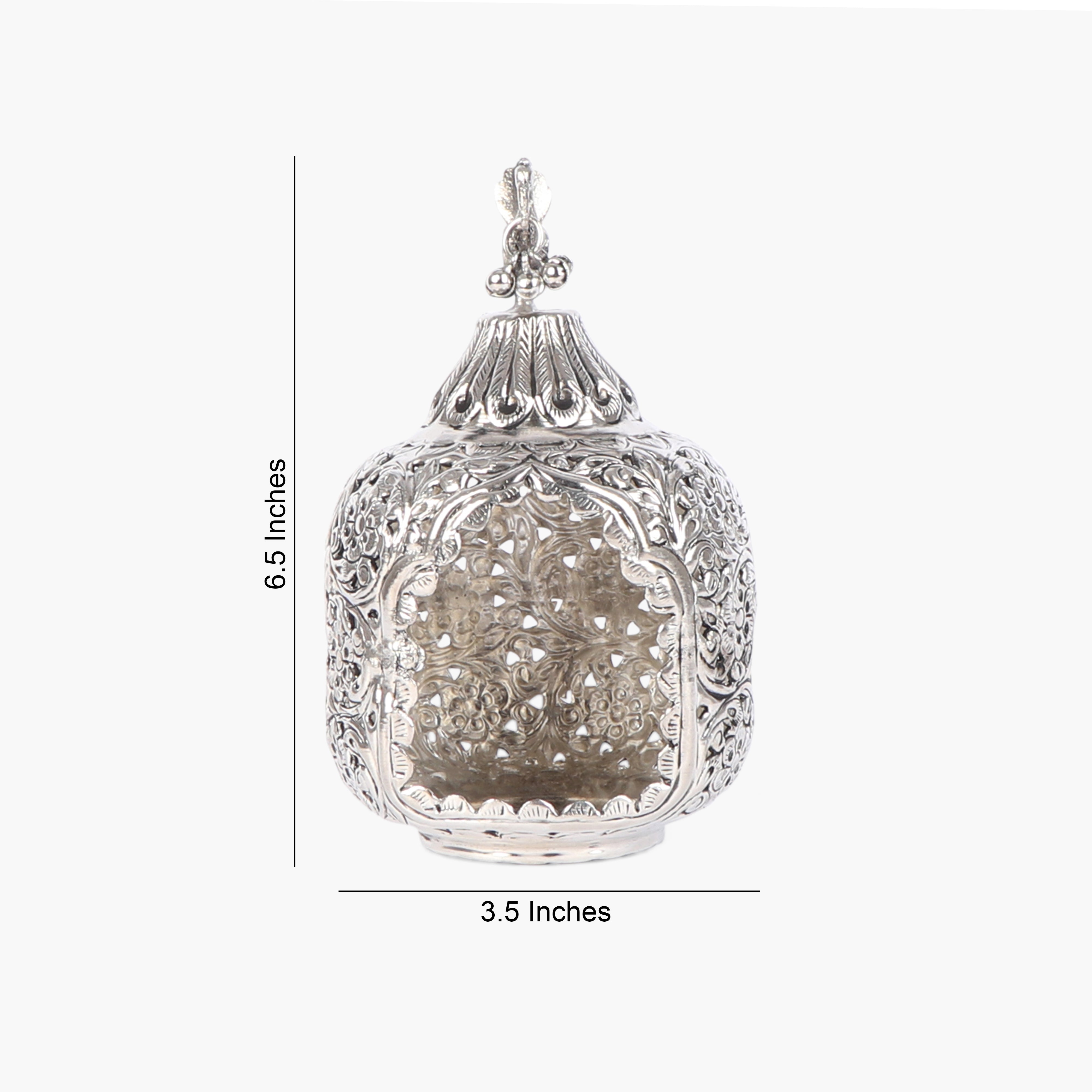 Brass Silver Plated peacock jali cut Candlestand - Large