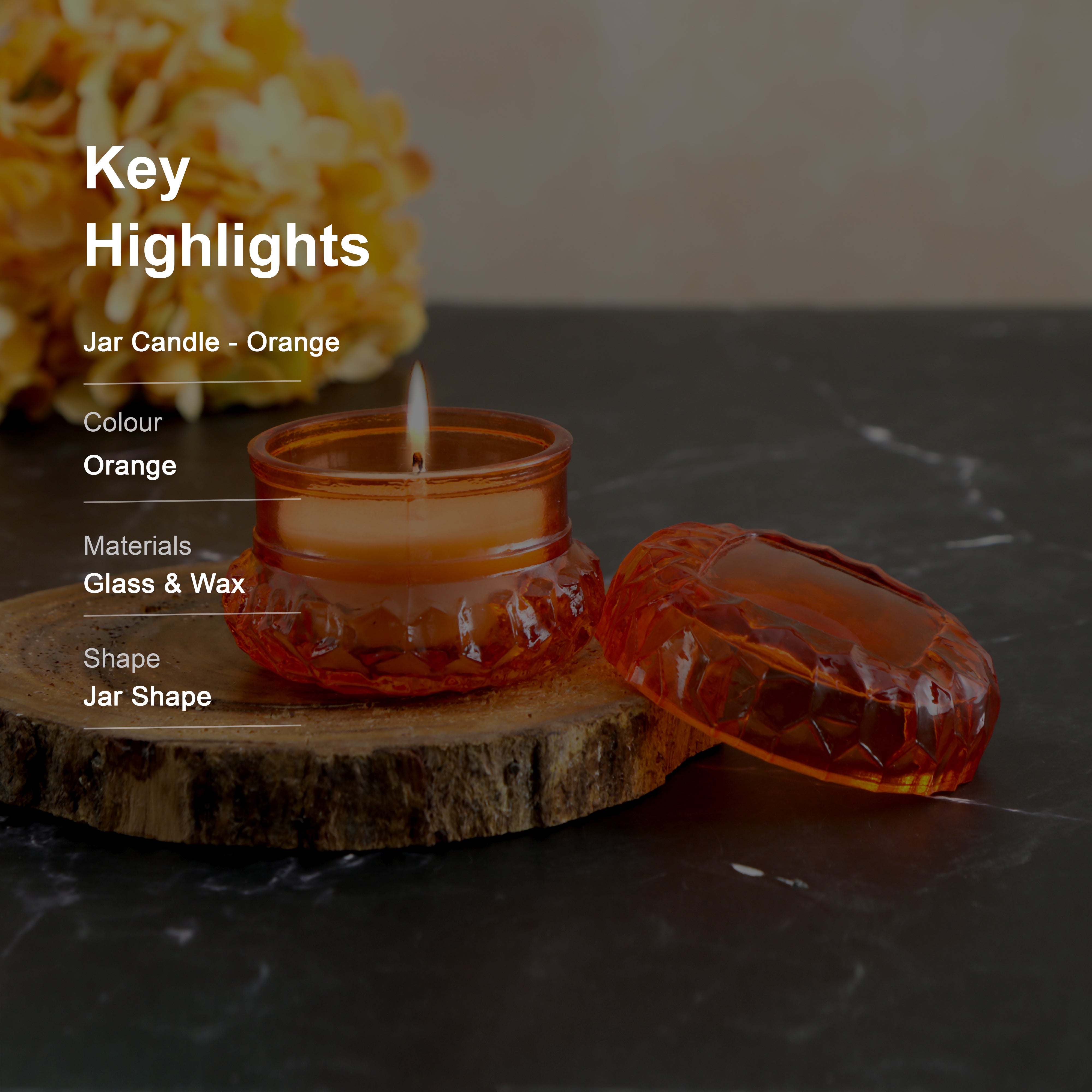 Glass Jar Candle Set of 2 - Orange