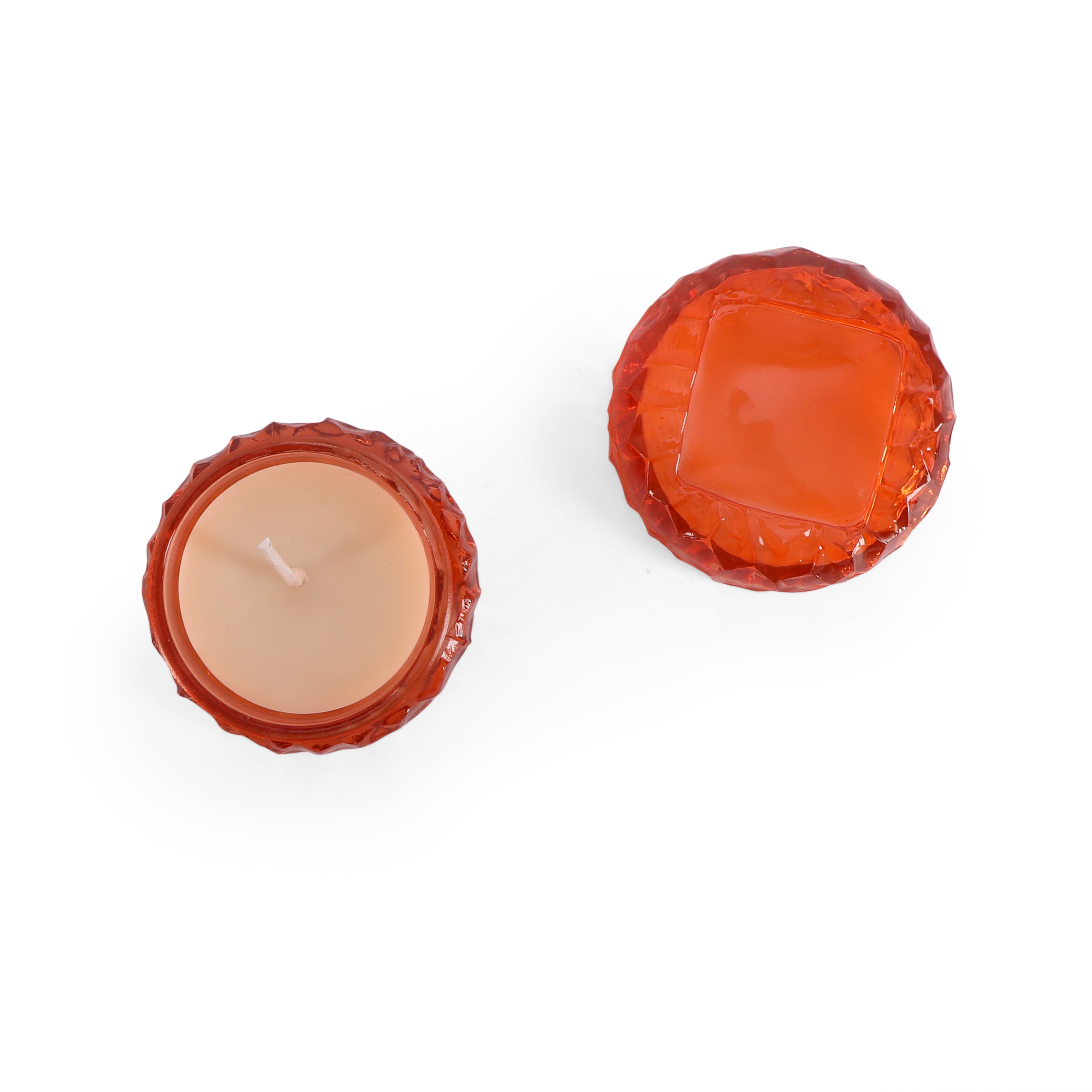 Glass Jar Candle Set of 2 - Orange