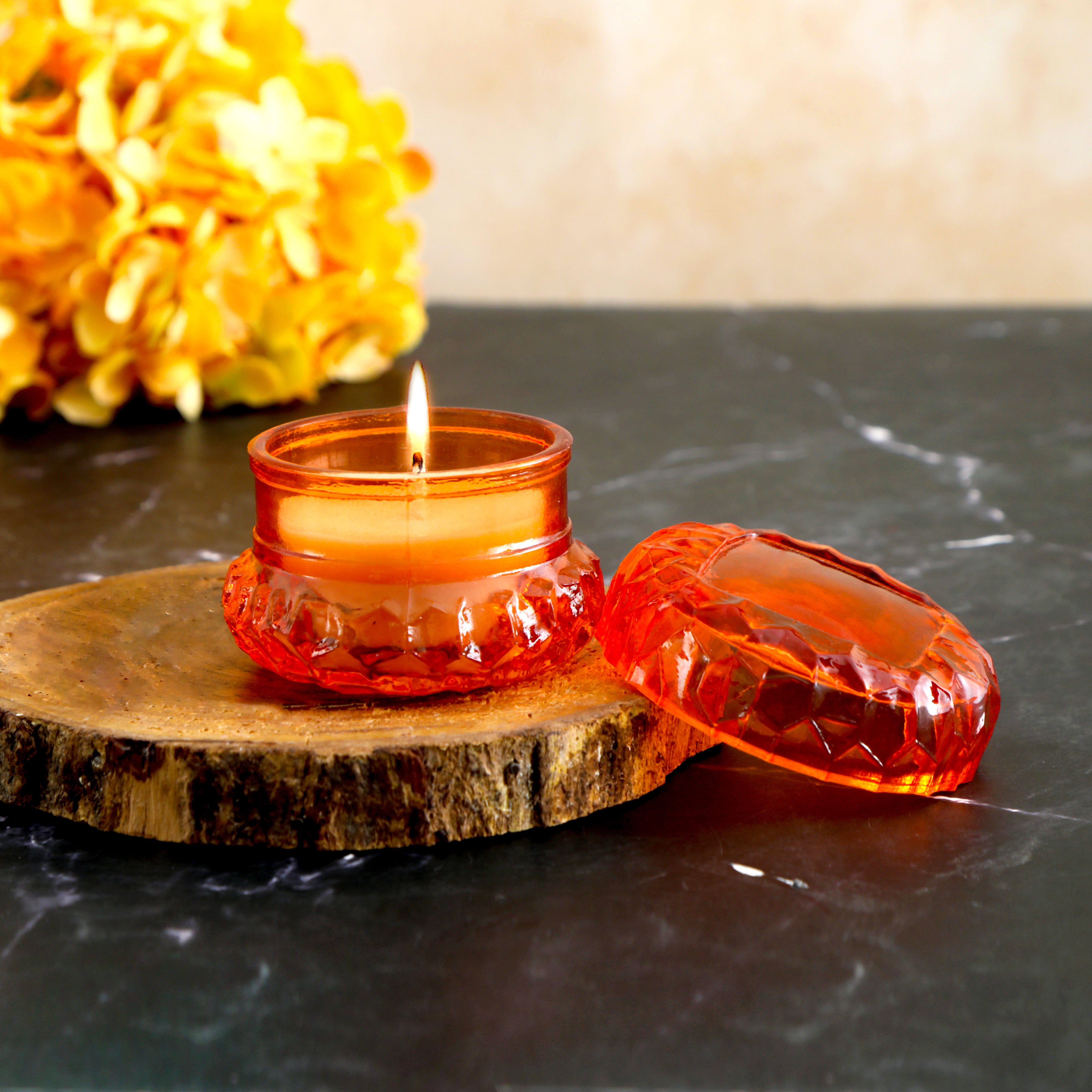 Glass Jar Candle Set of 2 - Orange