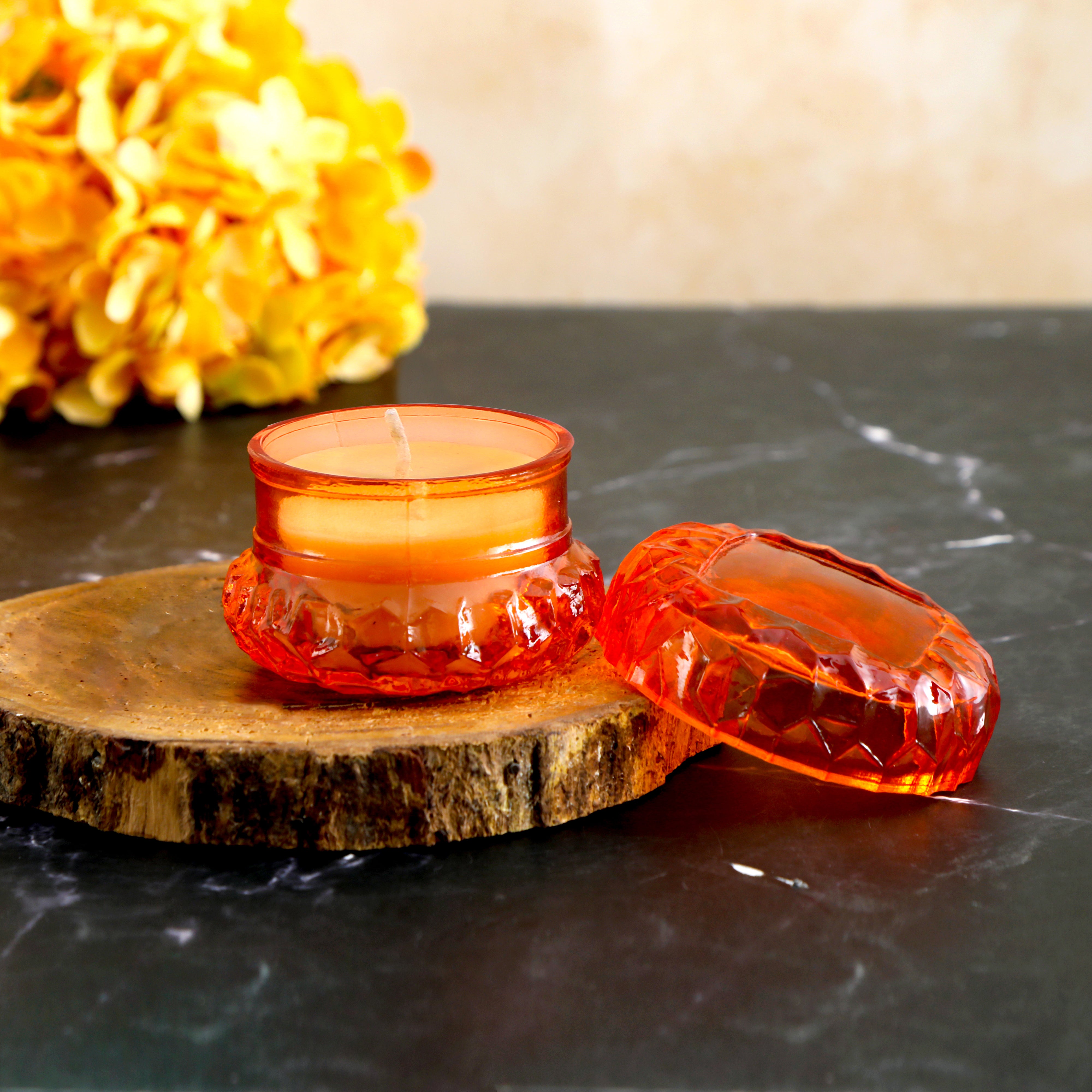 Glass Jar Candle Set of 2 - Orange