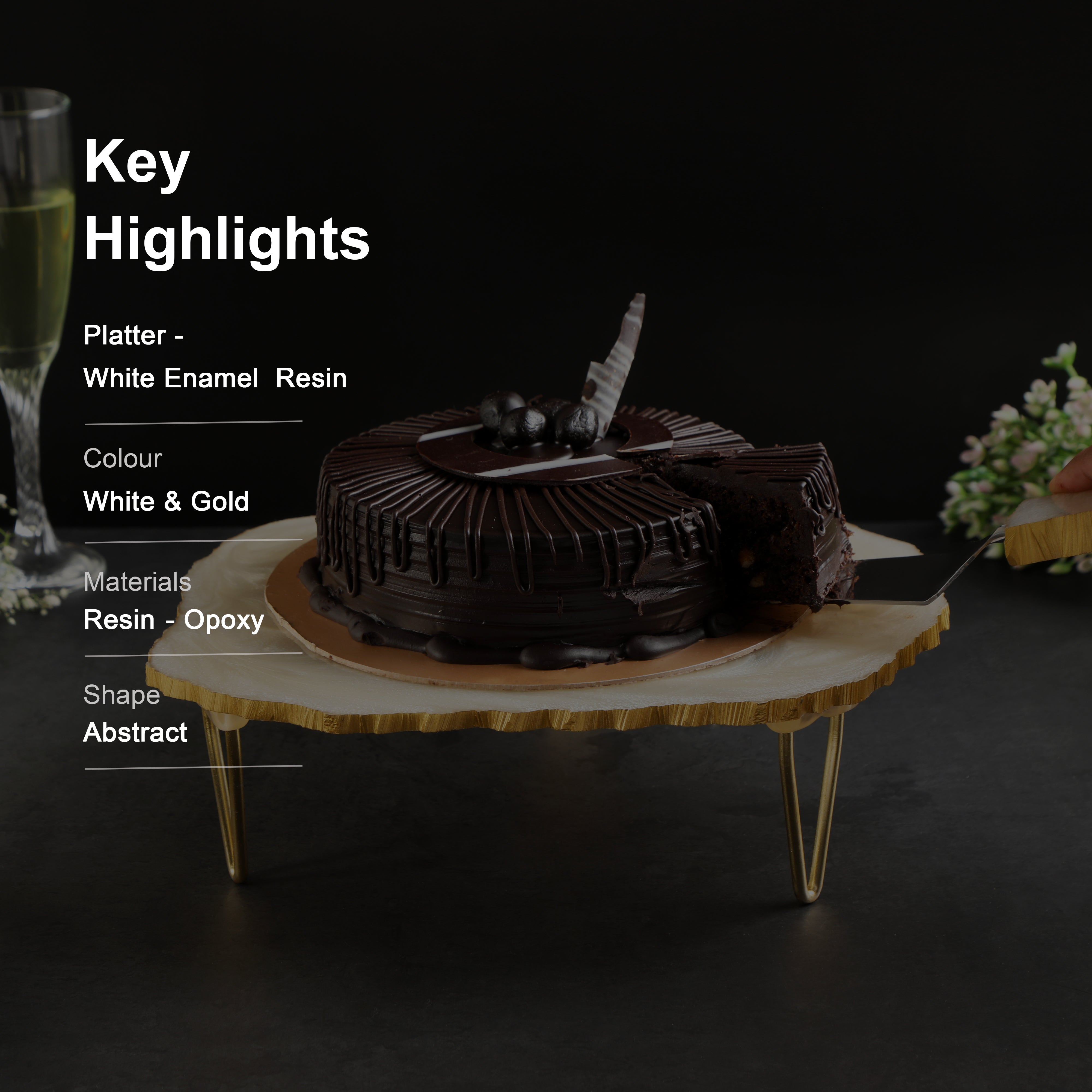 Ivory Resin Cake Stand With Picker