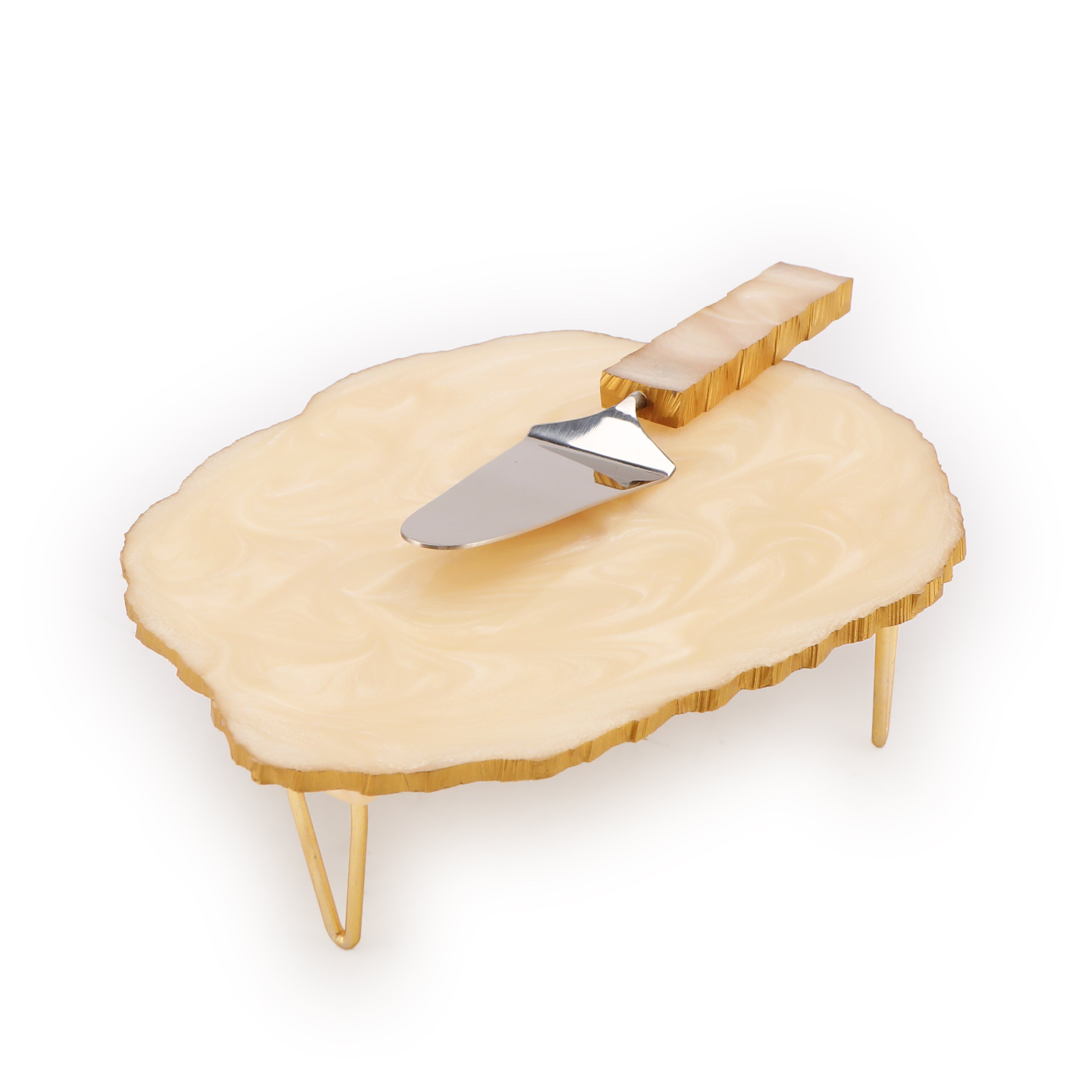 Ivory Resin Cake Stand With Picker
