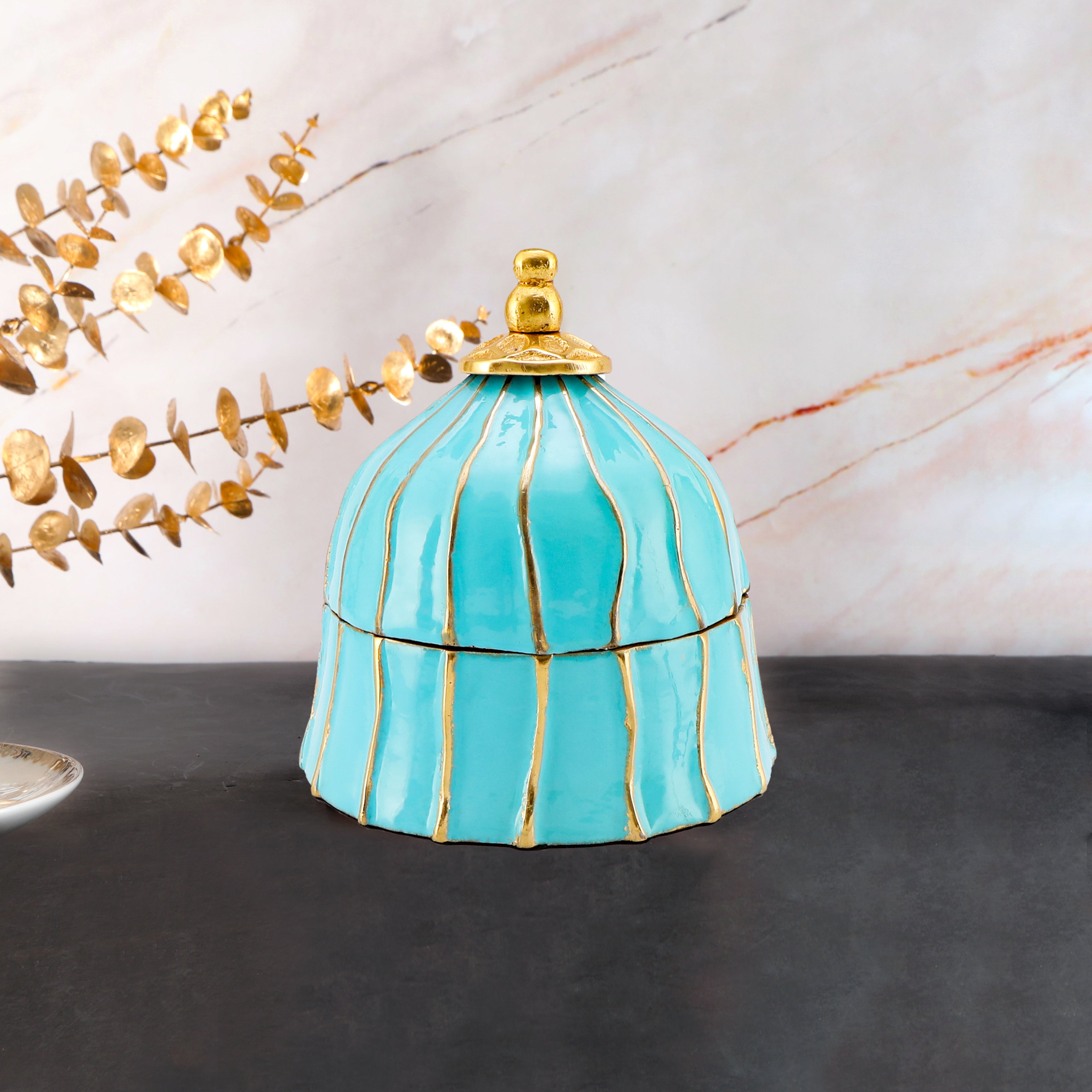 Small - Santorini Bell Shape Blue Metal Jar