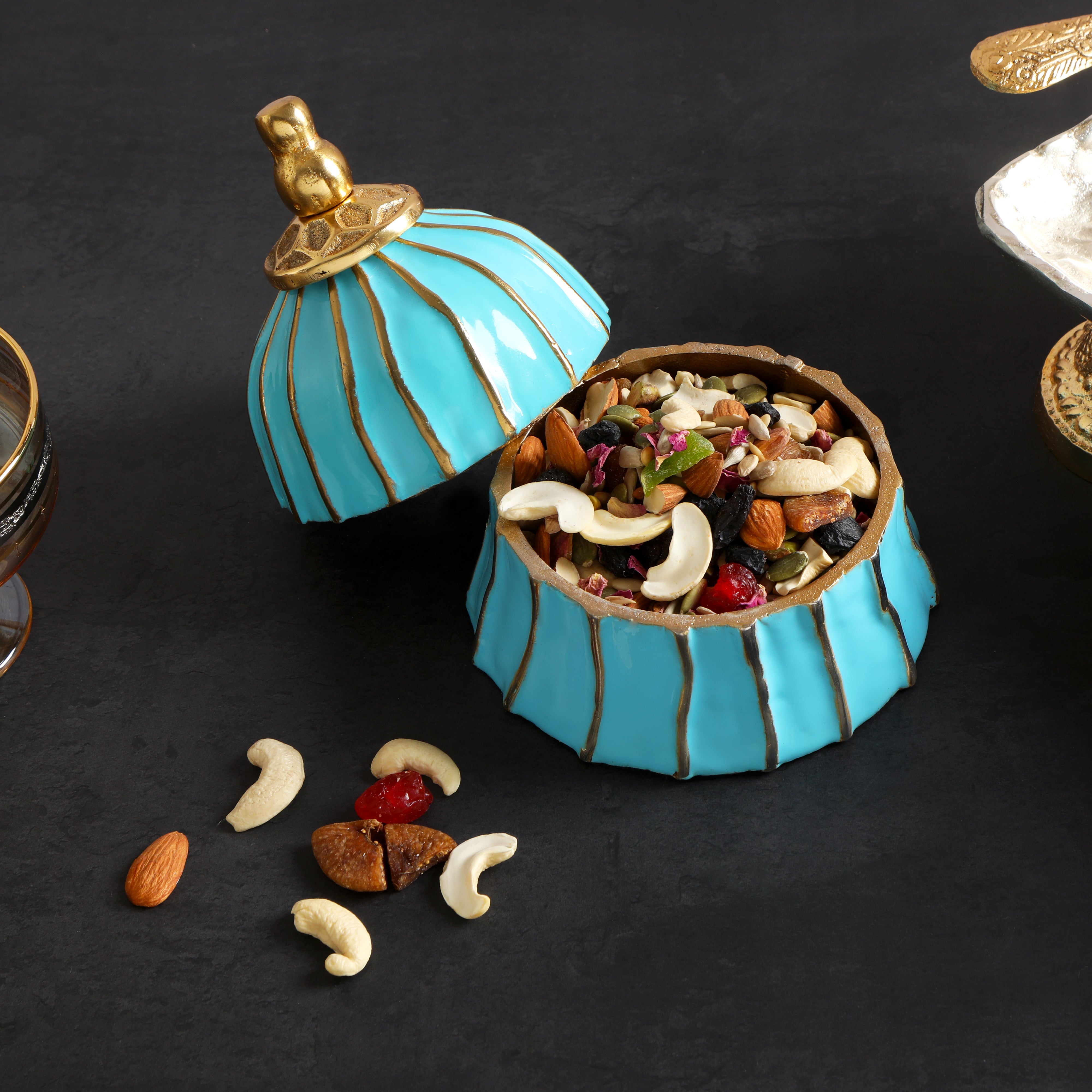 Small - Santorini Bell Shape Blue Metal Jar