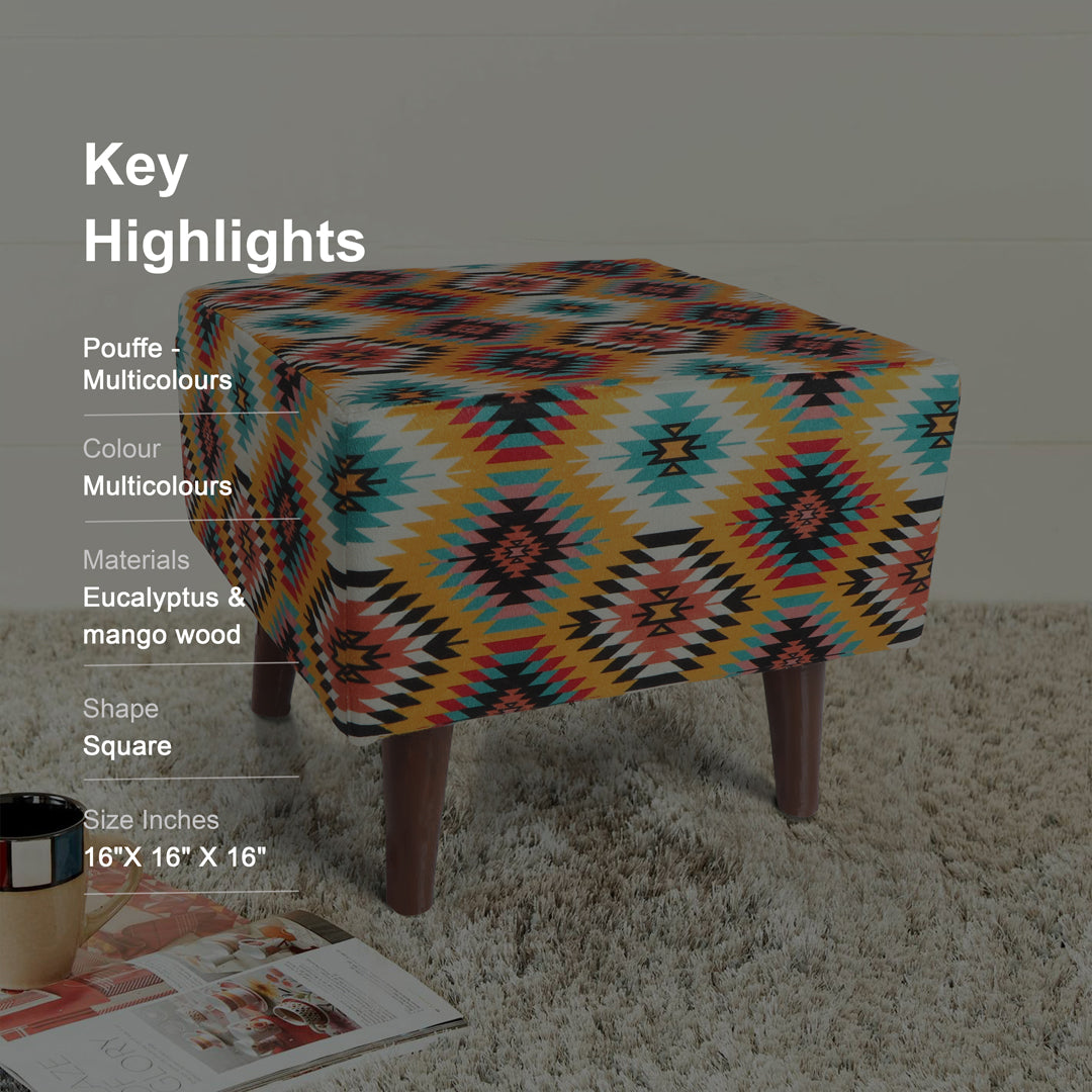 Pouffe Multicolour - Square Pouffe Stool