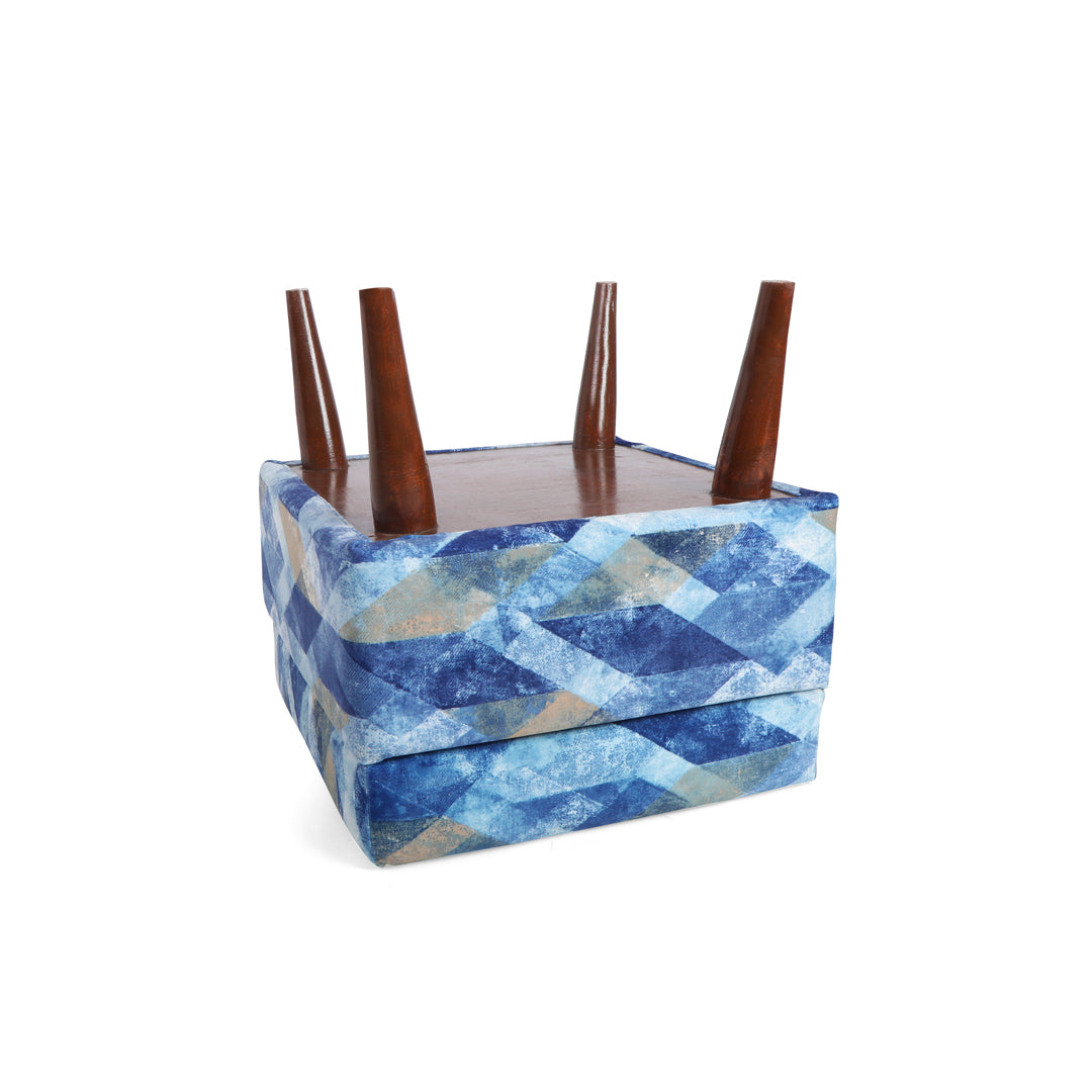 Pouffe Blue & Grey - Storage Pouffe