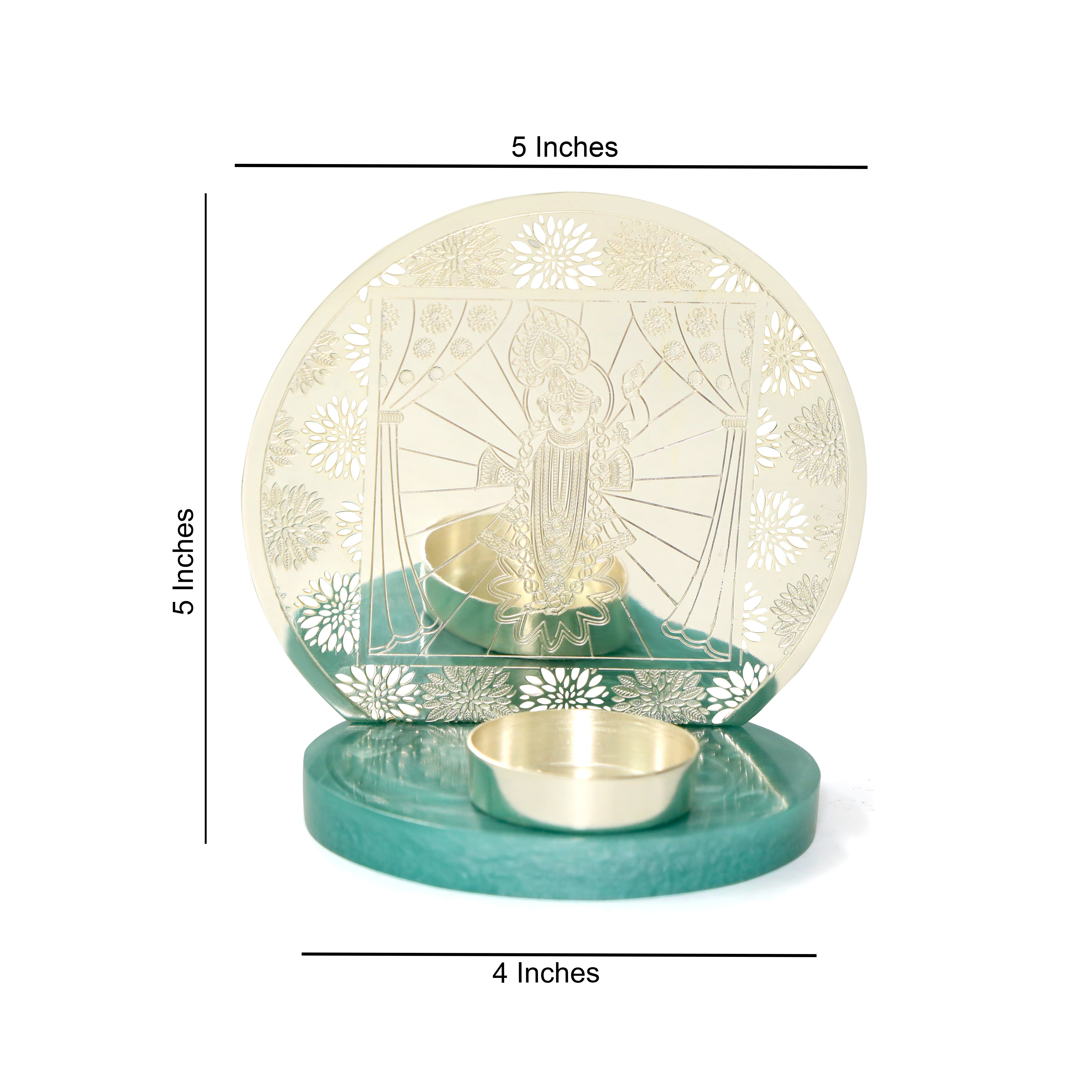 Brass Silver Plated Tea Light Holder with resin base - Shreenathji (small)