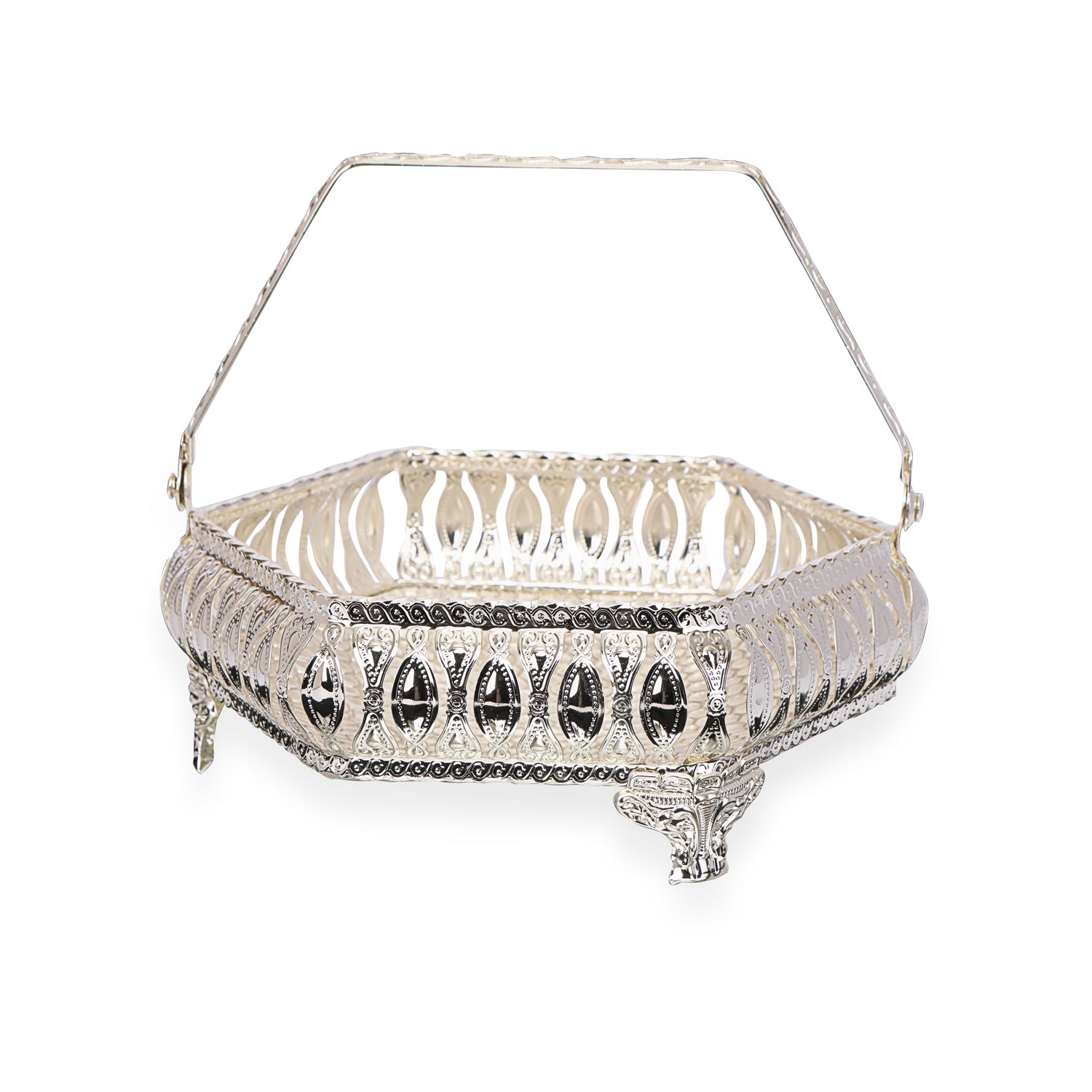 Hexagon Basket - White Metal