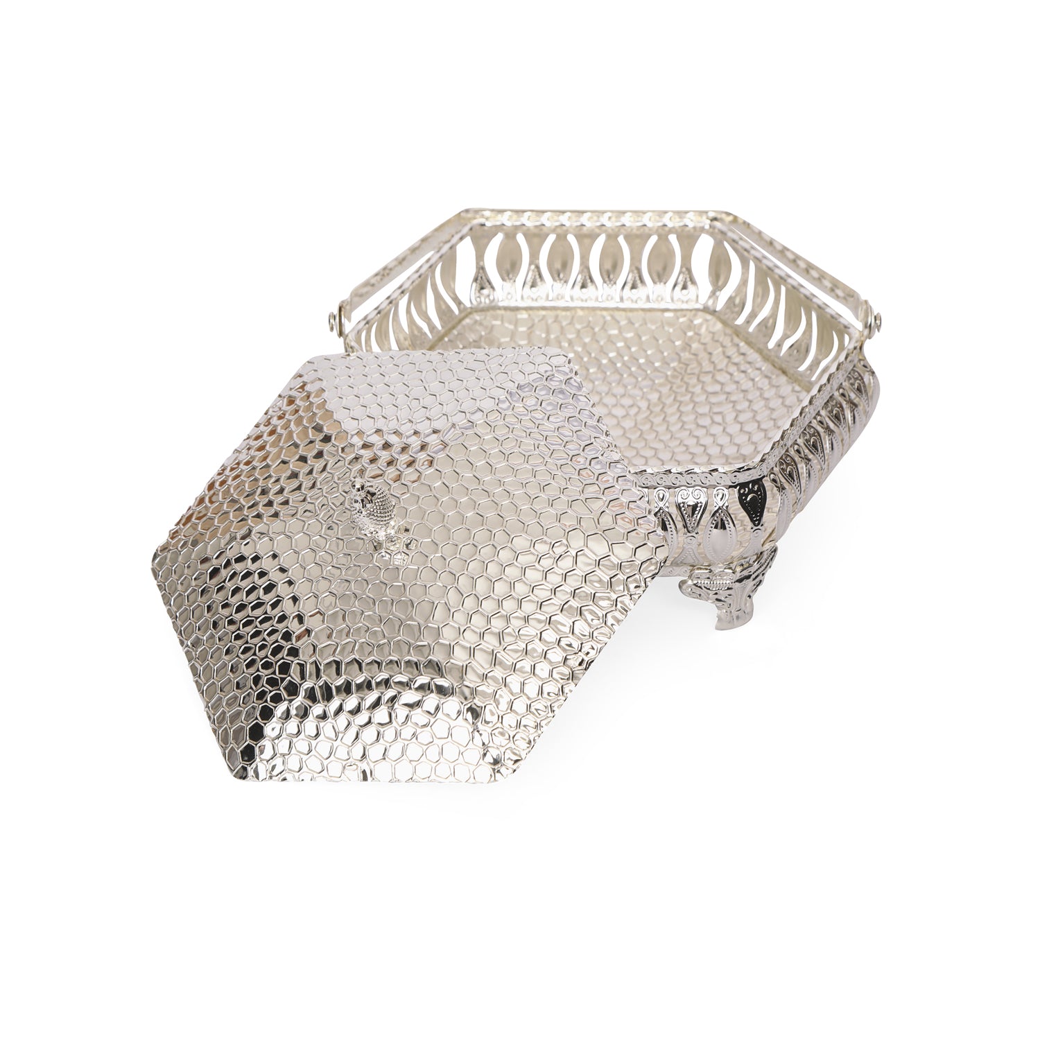 Hexagon Basket - White Metal