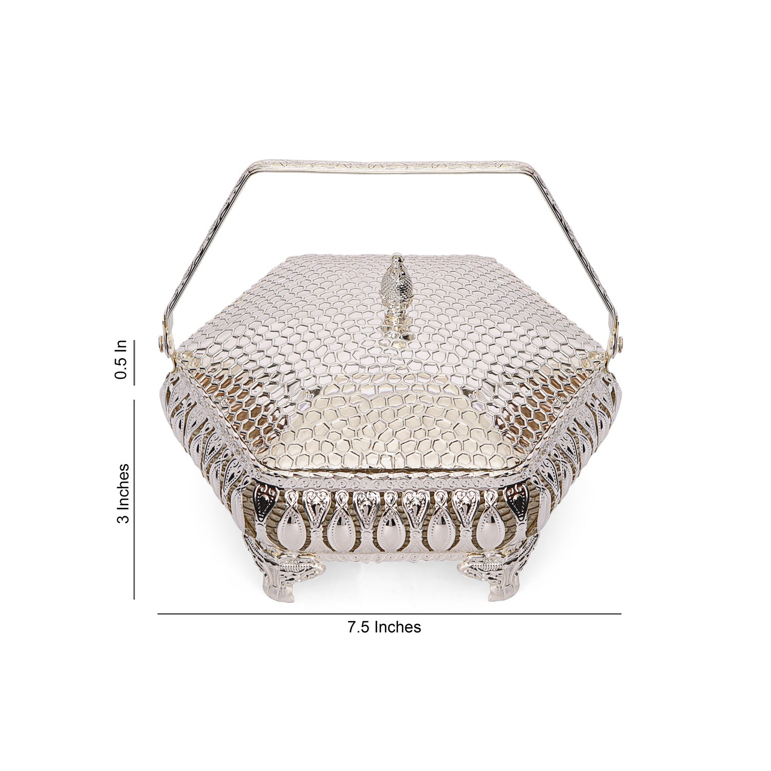 Hexagon Basket - White Metal