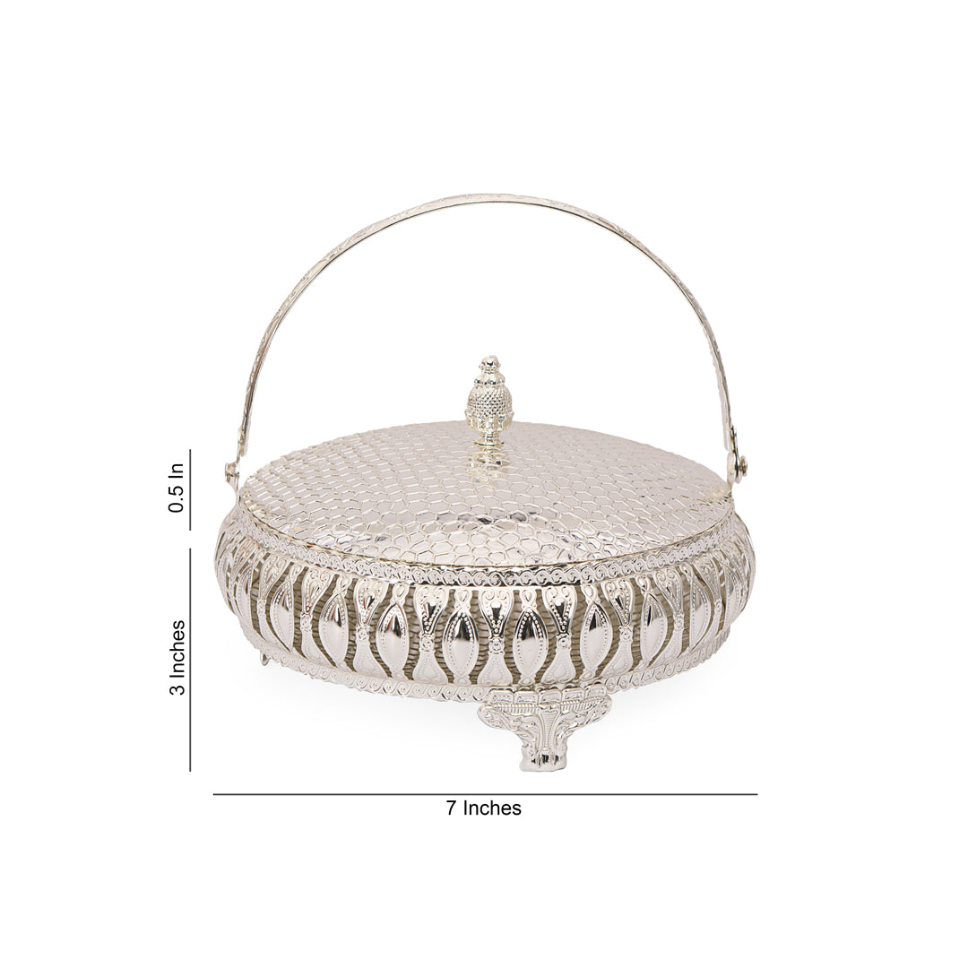 Round Basket - White Metal