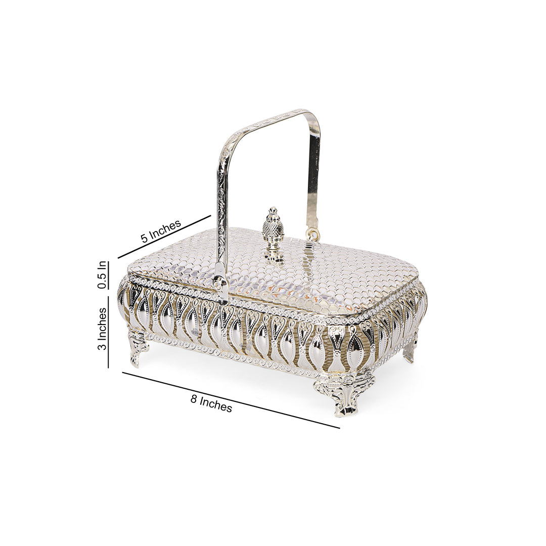 Rectangle Basket - White Metal