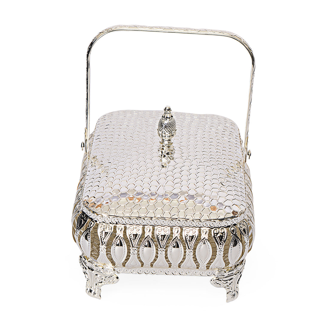 Rectangle Basket - White Metal