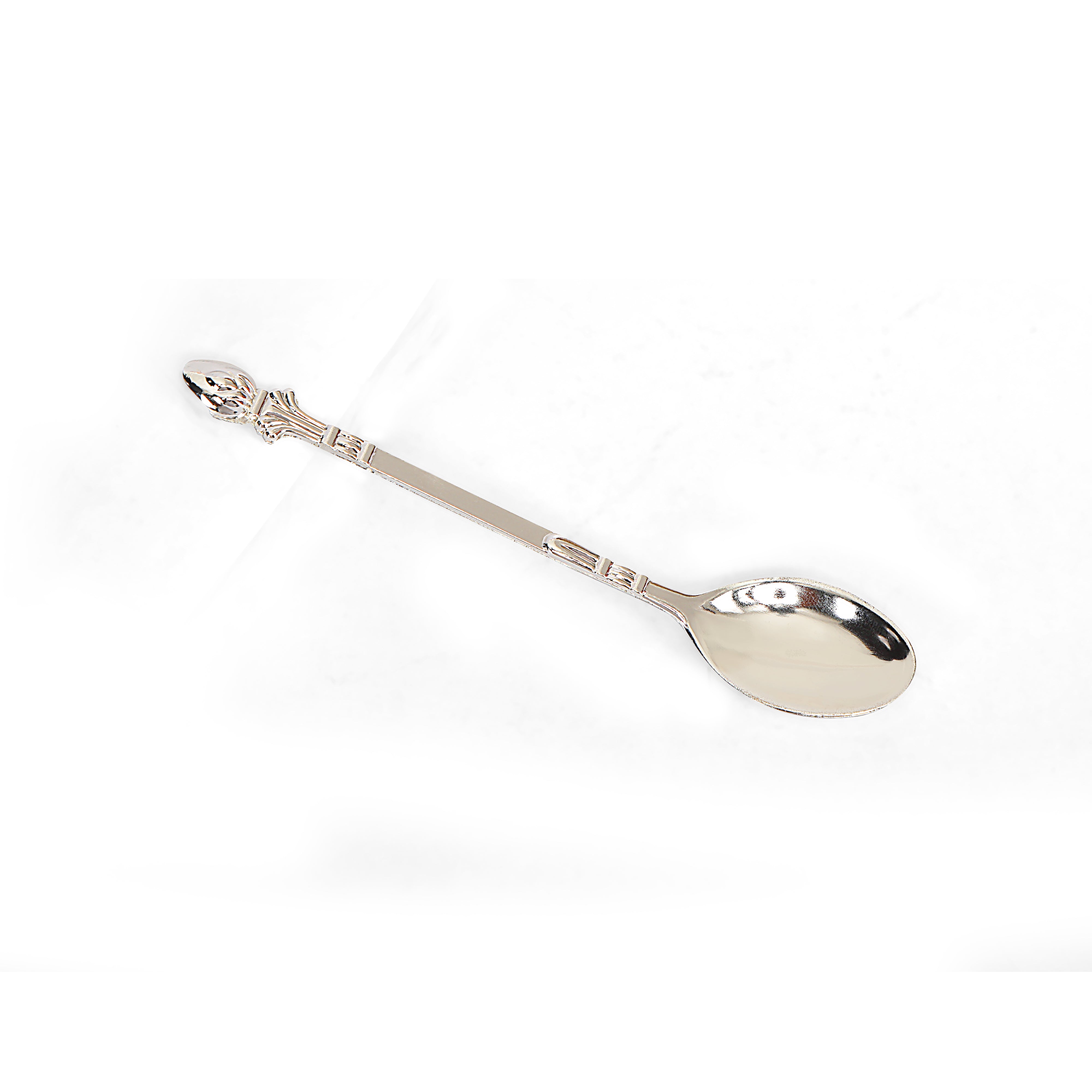 Basket with Spoon - White Metal