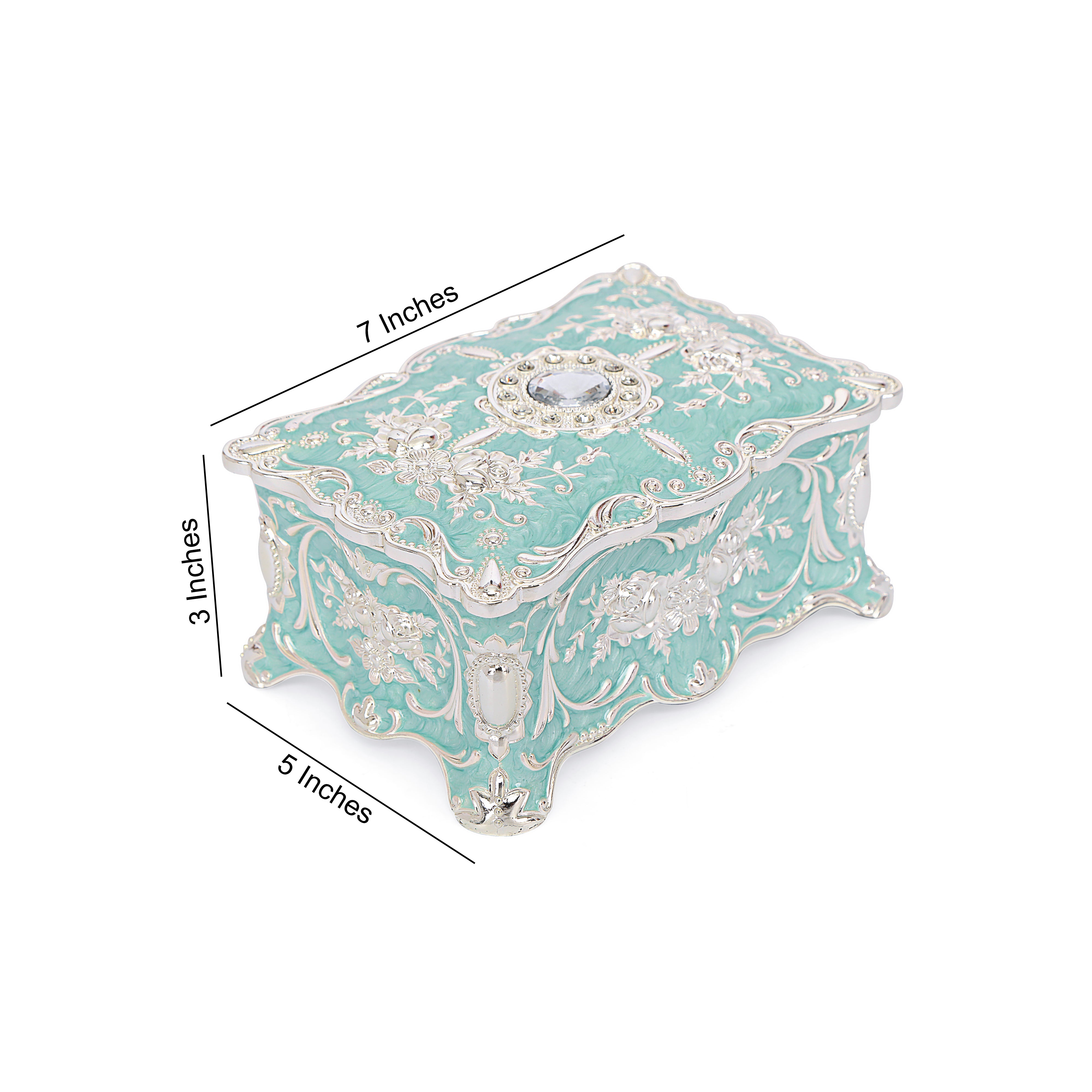 White Metal - Blue Jewellery Box