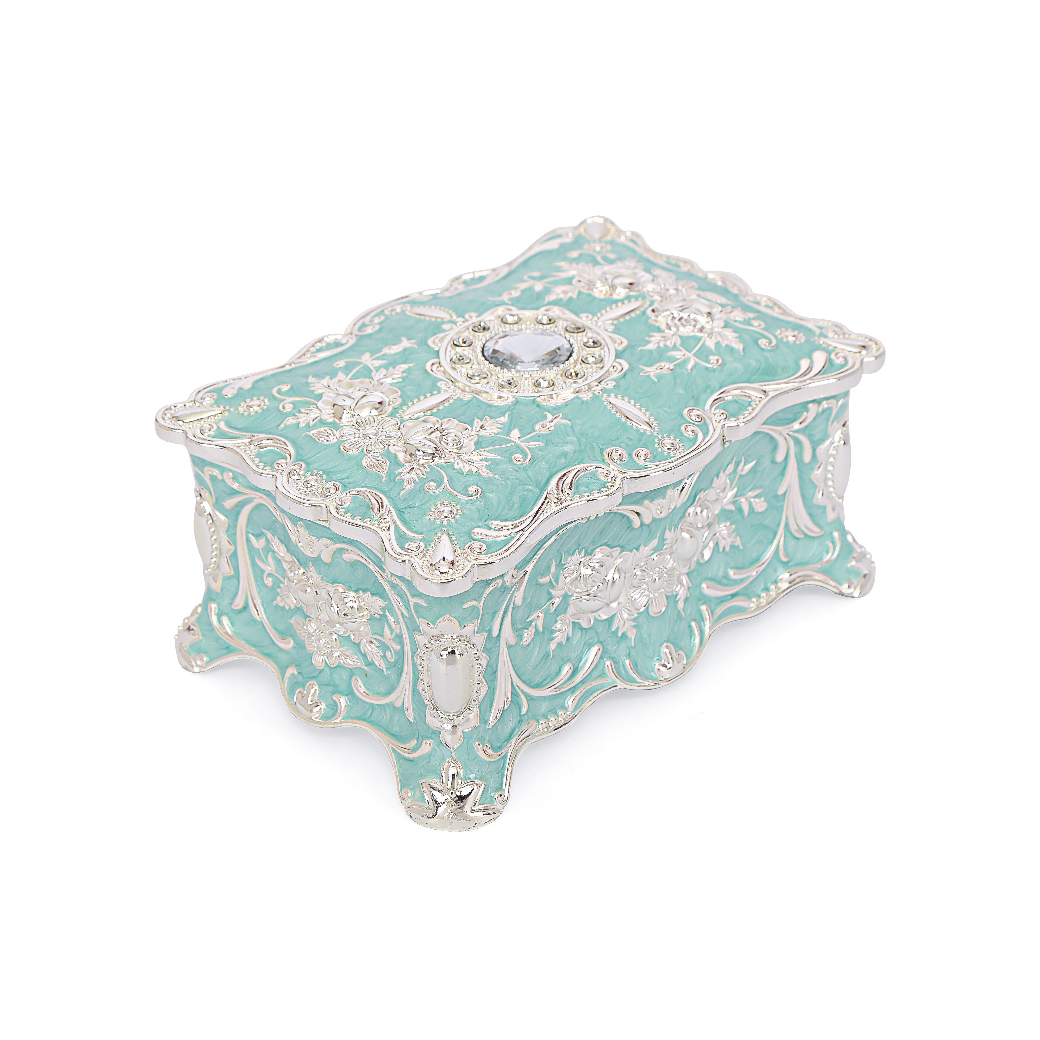 White Metal - Blue Jewellery Box