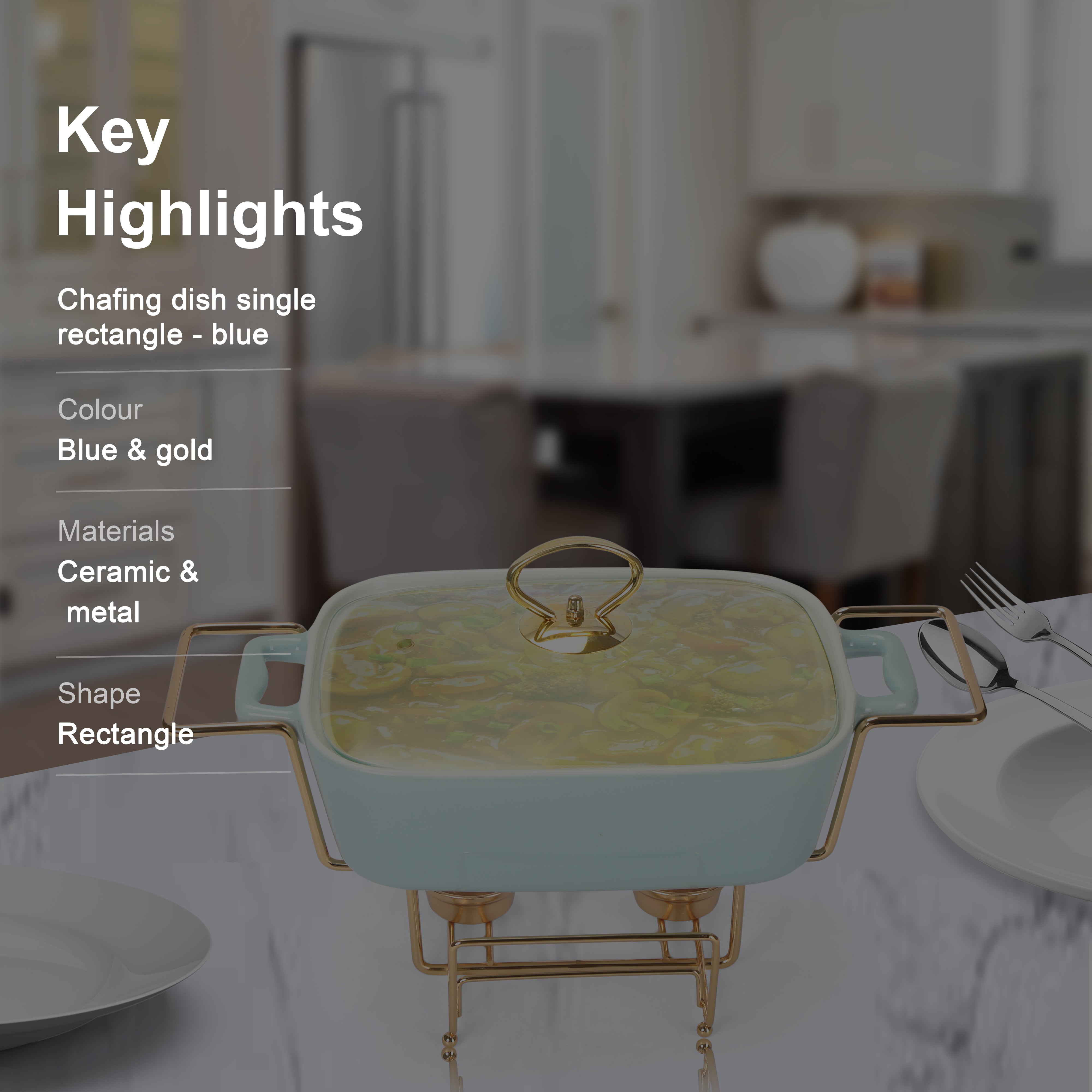 Chafing Dish Single Rectangle - Blue